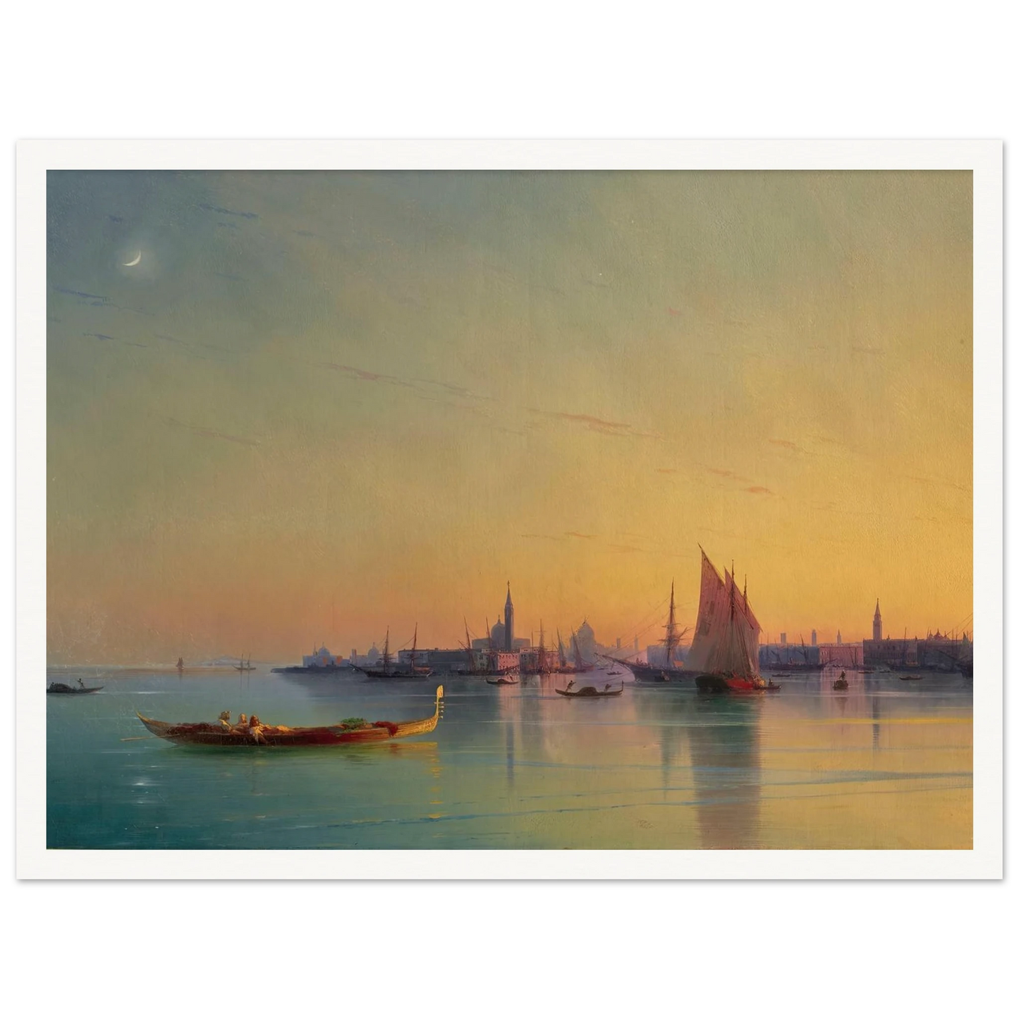 Venice at sunset (1873) Art Print | Ivan Konstantinovich Aivazovsky - Framed Poster - 30x40 cm / 12x16″ - Black frame