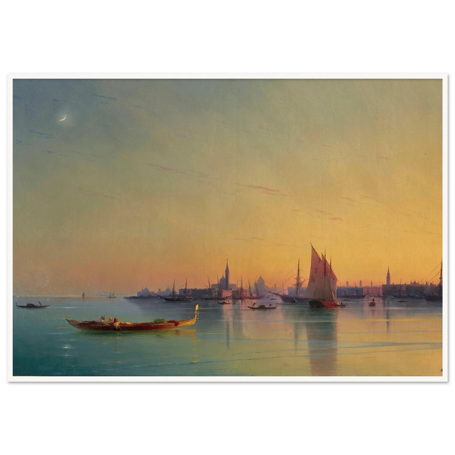 Venice at sunset (1873) Art Print | Ivan Konstantinovich Aivazovsky - Framed Poster - 30x40 cm / 12x16″ - Black frame