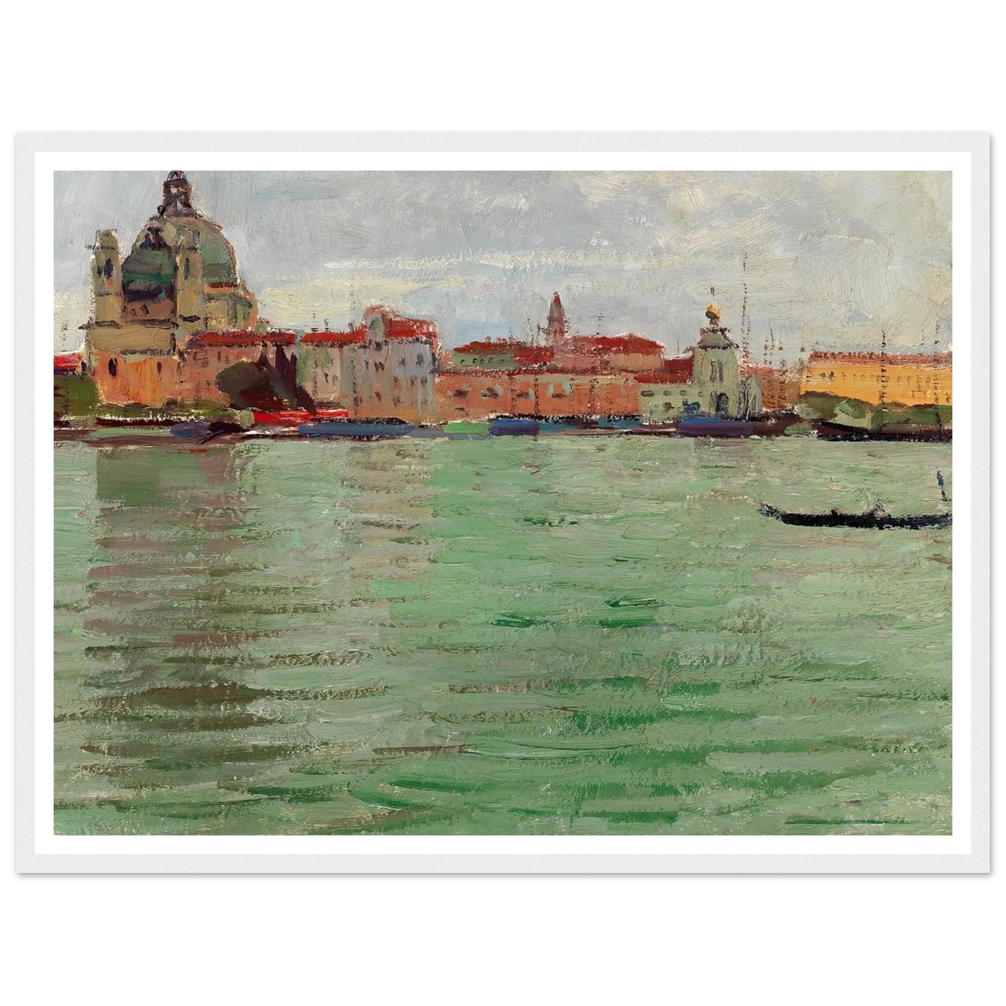 Venice, Santa Maria della Salute and Campanile di San Marco (c. 1922) Art Print | Carl Moll - Framed Poster - 30x40 cm / 12x16″ - Black frame
