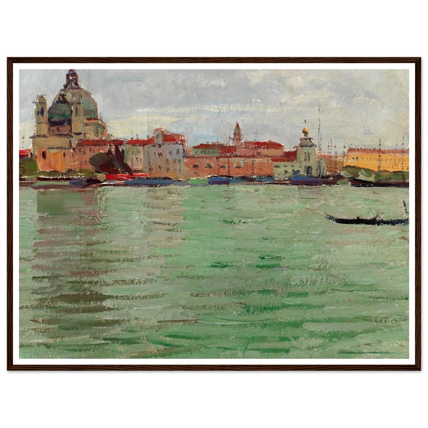 Venice, Santa Maria della Salute and Campanile di San Marco (c. 1922) Art Print | Carl Moll - Framed Poster - 30x40 cm / 12x16″ - Black frame
