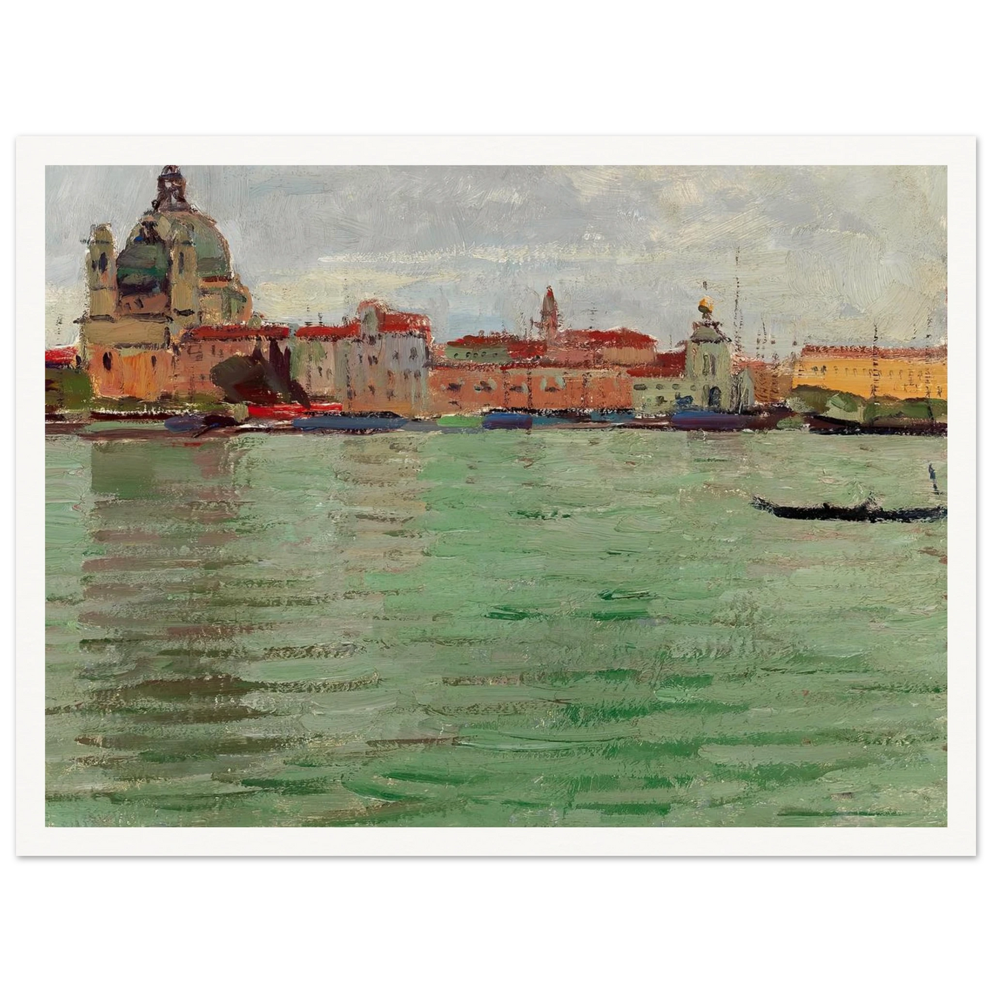 Venice, Santa Maria della Salute and Campanile di San Marco (c. 1922) Art Print | Carl Moll - Framed Poster - 30x40 cm / 12x16″ - Black frame
