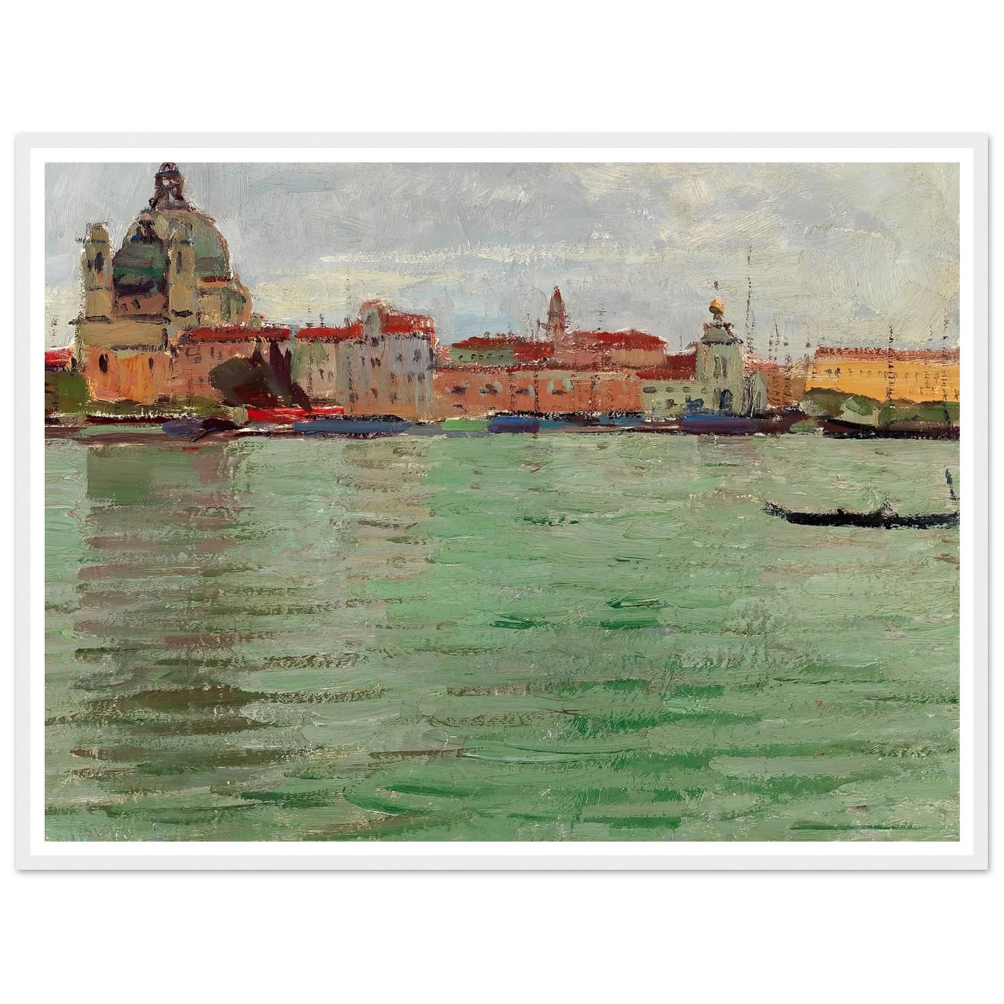 Venice, Santa Maria della Salute and Campanile di San Marco (c. 1922) Art Print | Carl Moll - Framed Poster - 30x40 cm / 12x16″ - Black frame