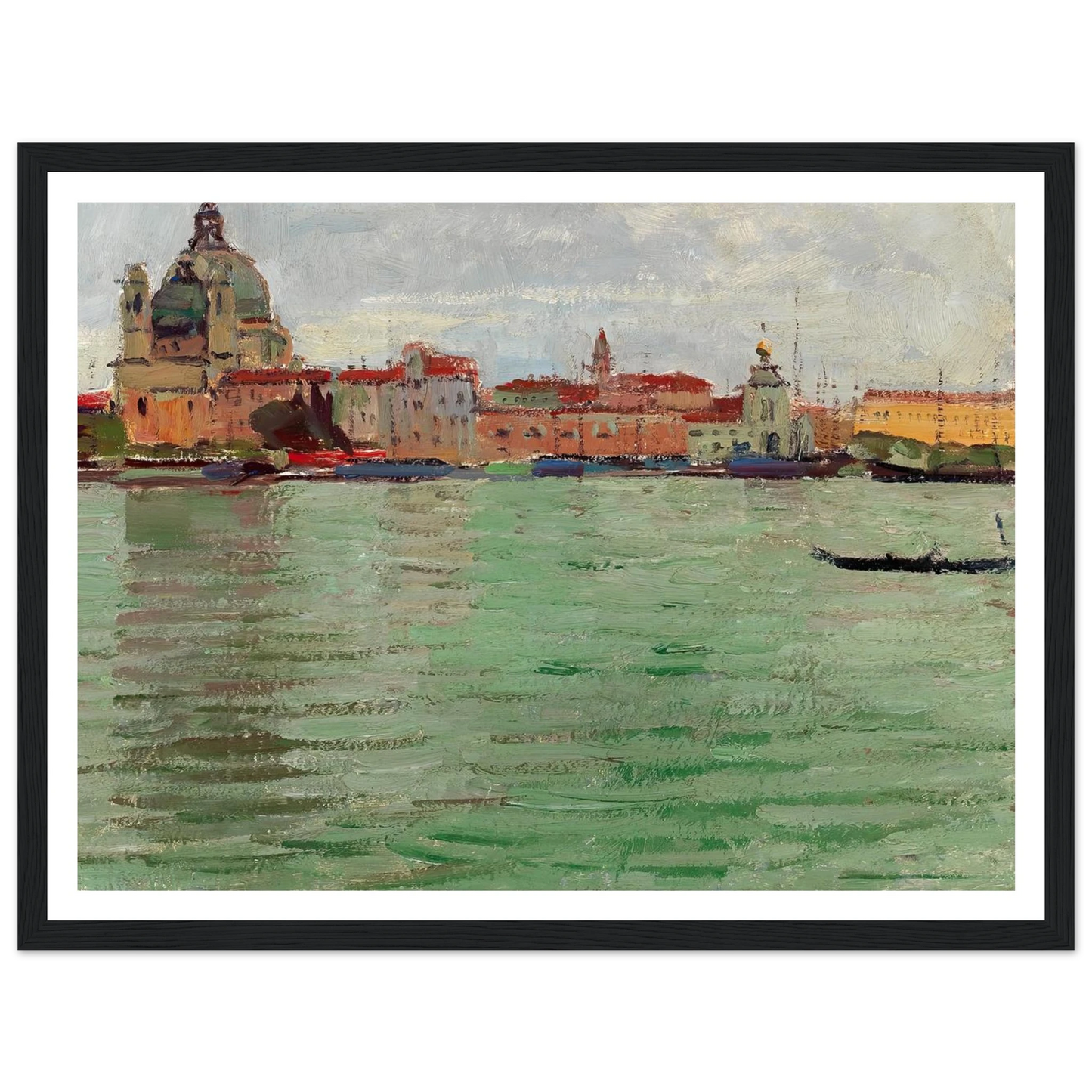 Venice, Santa Maria della Salute and Campanile di San Marco (c. 1922) Art Print | Carl Moll - Framed Poster - 30x40 cm / 12x16″ - Black frame
