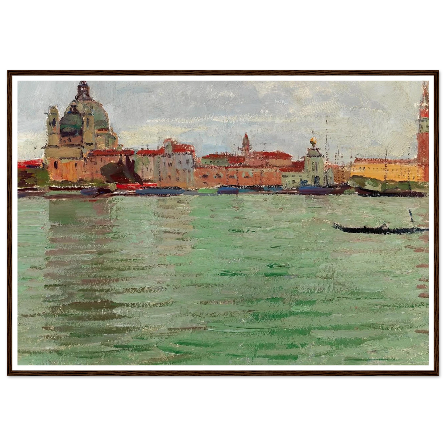 Venice, Santa Maria della Salute and Campanile di San Marco (c. 1922) Art Print | Carl Moll - Framed Poster - 30x40 cm / 12x16″ - Black frame