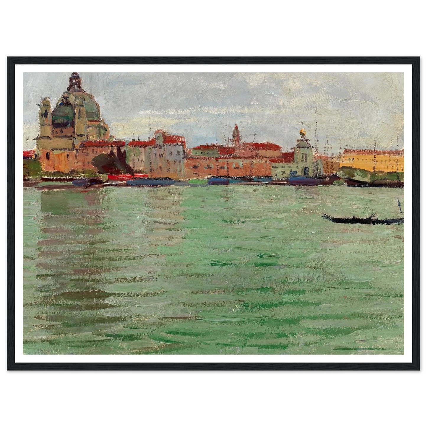 Venice, Santa Maria della Salute and Campanile di San Marco (c. 1922) Art Print | Carl Moll - Framed Poster - 30x40 cm / 12x16″ - Black frame