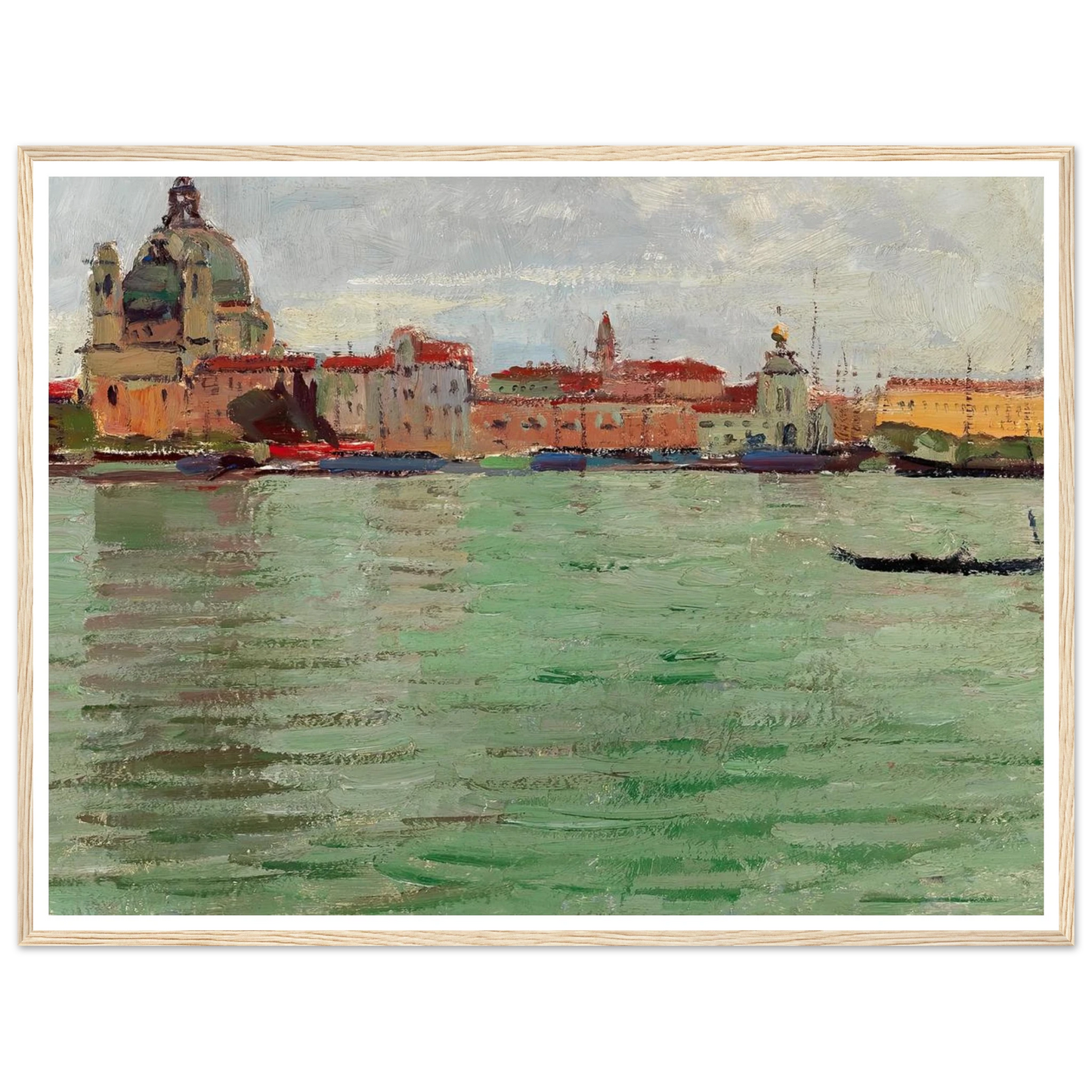 Venice, Santa Maria della Salute and Campanile di San Marco (c. 1922) Art Print | Carl Moll - Framed Poster - 30x40 cm / 12x16″ - Black frame