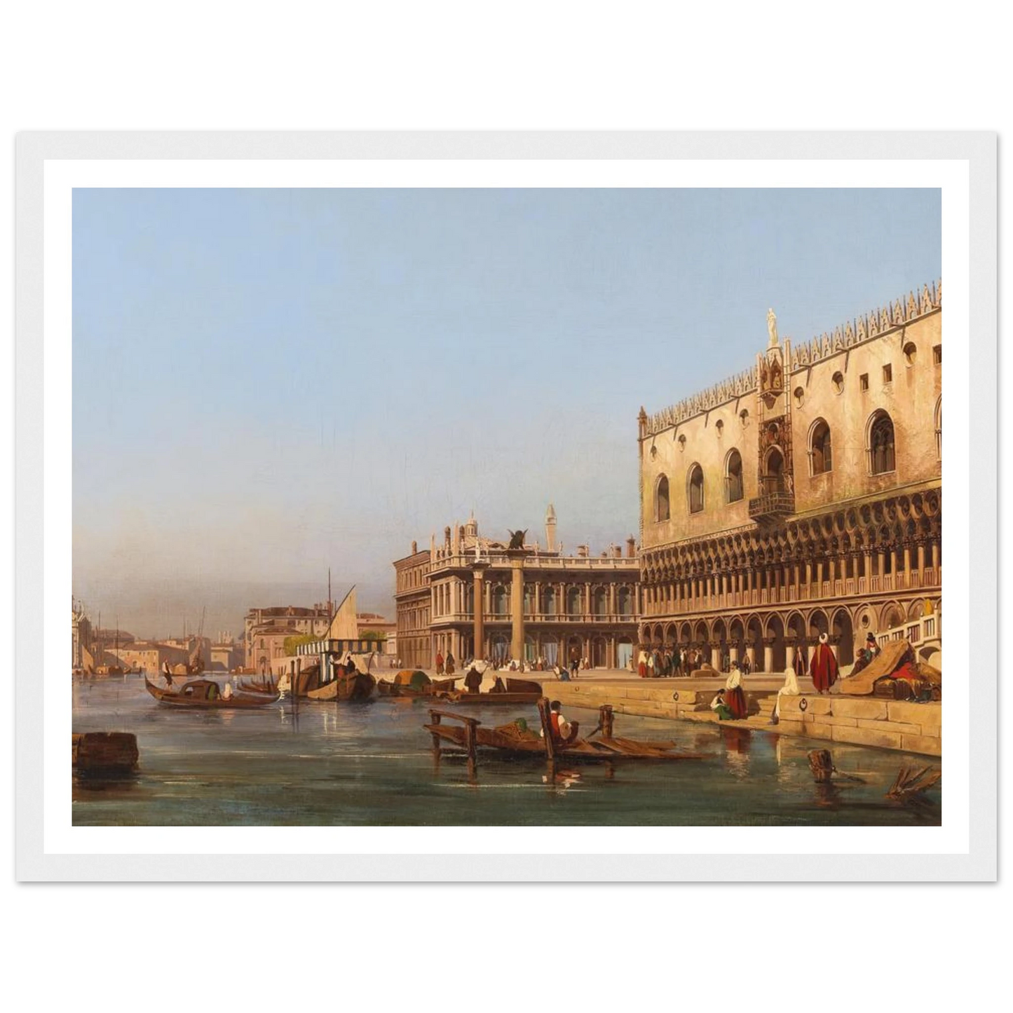 Venice, The Doge’s Palace And The Molo Art Print | Ippolito Caffi - Framed Poster - 30x40 cm / 12x16″ - Black frame