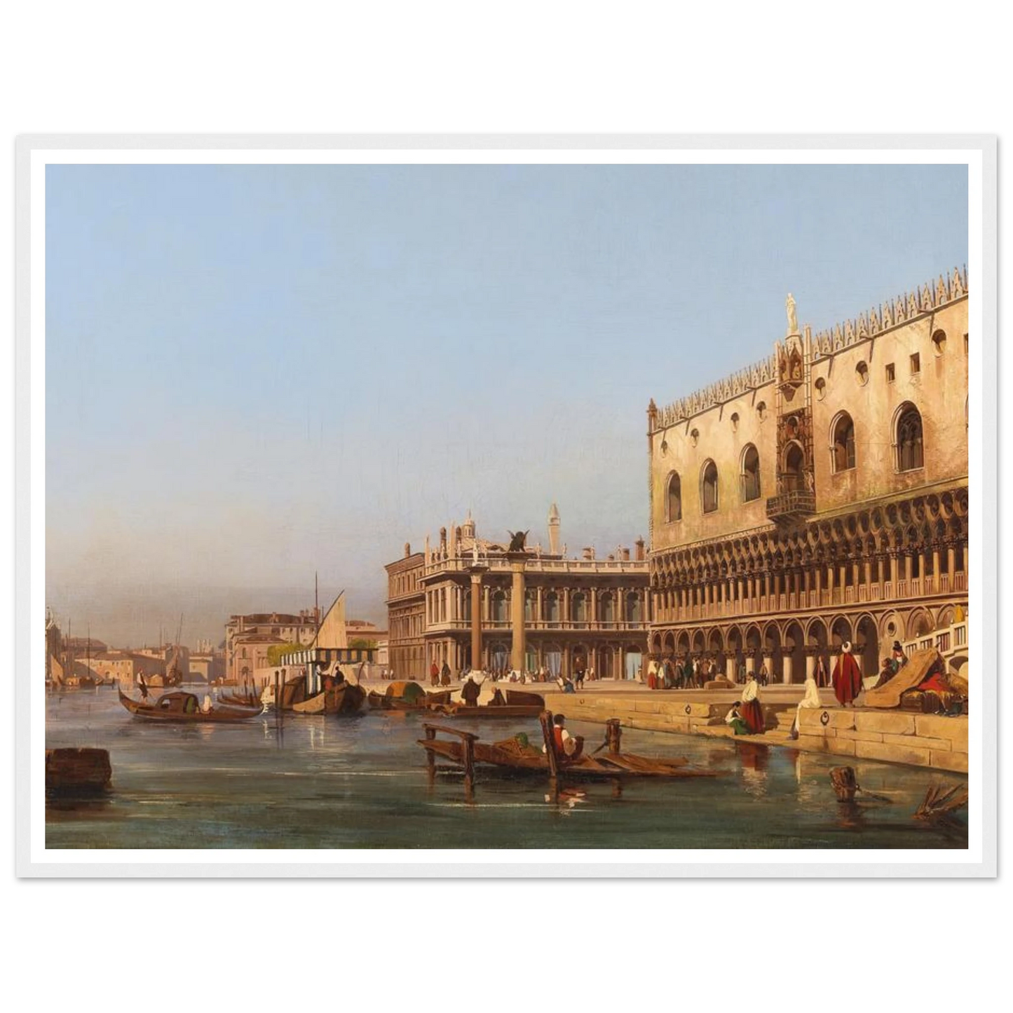 Venice, The Doge’s Palace And The Molo Art Print | Ippolito Caffi - Framed Poster - 30x40 cm / 12x16″ - Black frame