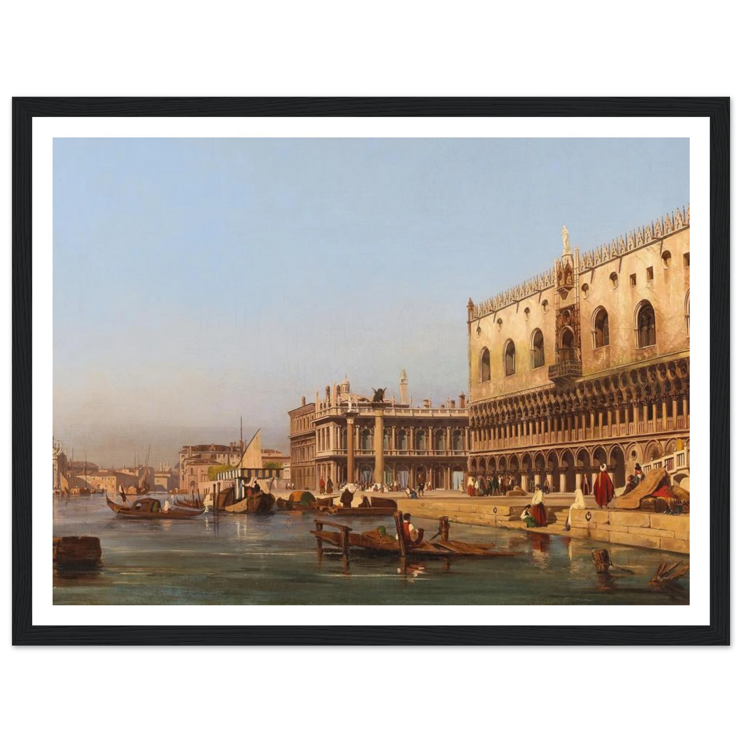 Venice, The Doge’s Palace And The Molo Art Print | Ippolito Caffi - Framed Poster - 30x40 cm / 12x16″ - Black frame