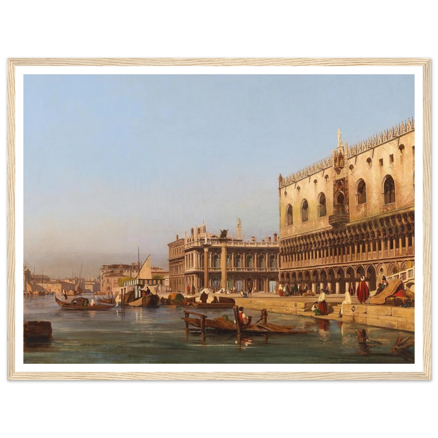 Venice, The Doge’s Palace And The Molo Art Print | Ippolito Caffi - Framed Poster - 30x40 cm / 12x16″ - Black frame