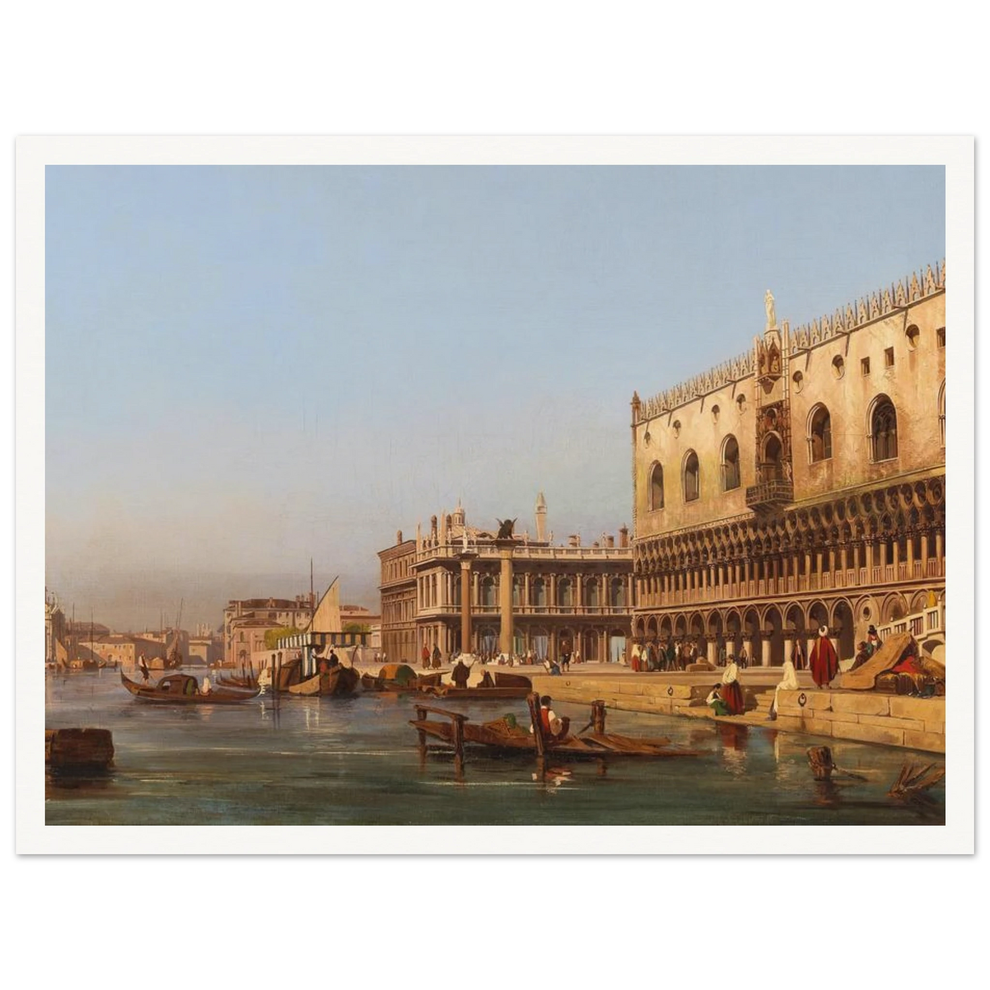 Venice, The Doge’s Palace And The Molo Art Print | Ippolito Caffi - Framed Poster - 30x40 cm / 12x16″ - Black frame