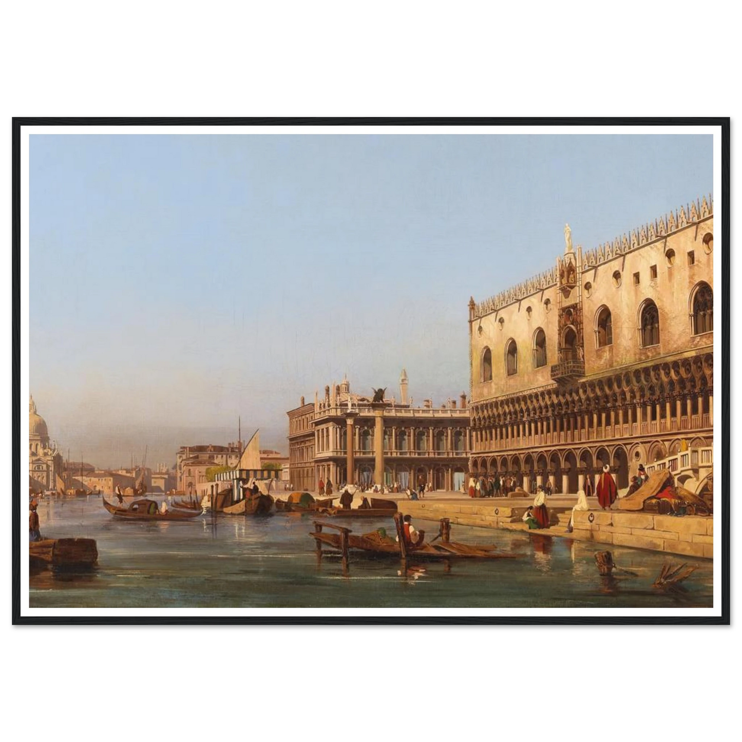 Venice, The Doge’s Palace And The Molo Art Print | Ippolito Caffi - Framed Poster - 30x40 cm / 12x16″ - Black frame