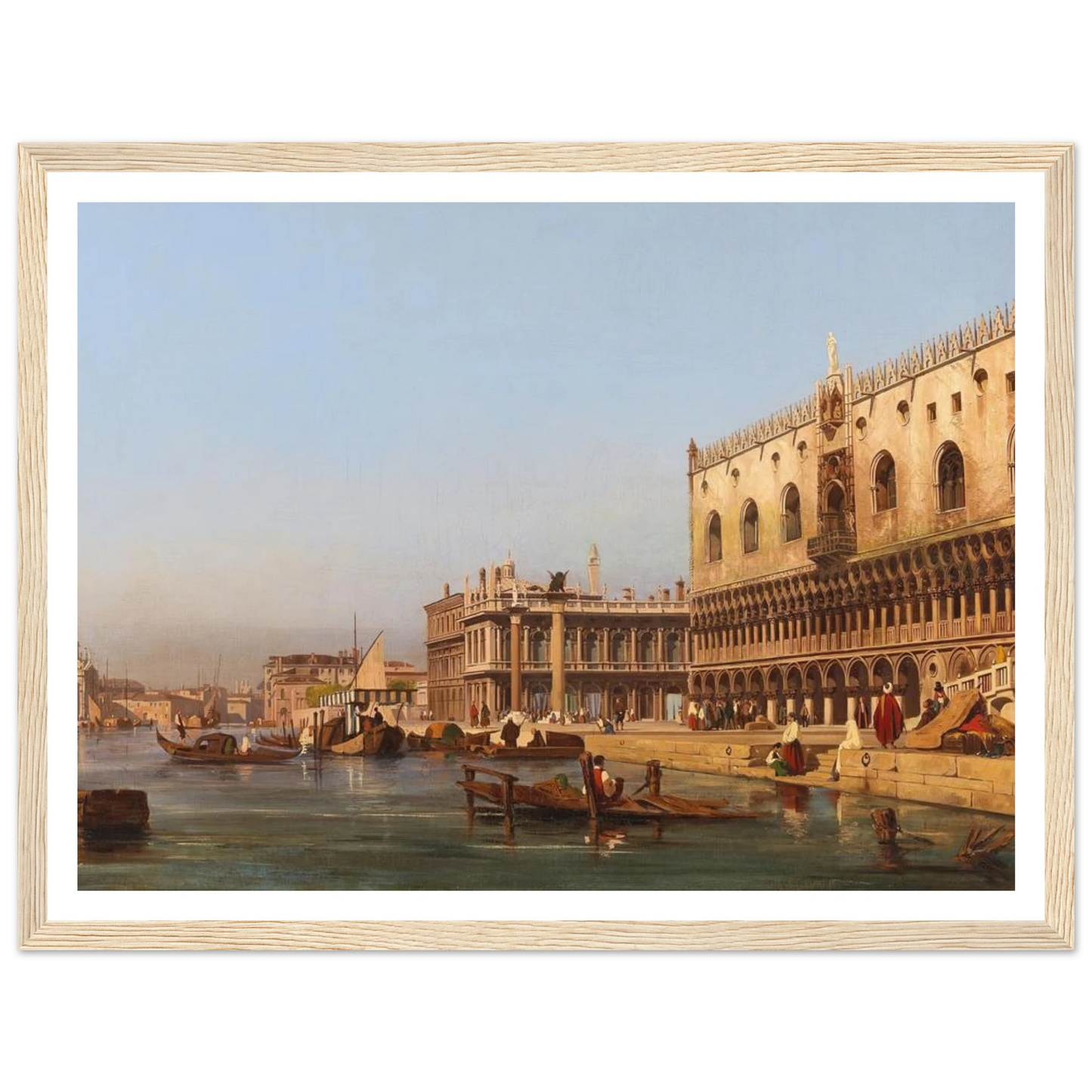 Venice, The Doge’s Palace And The Molo Art Print | Ippolito Caffi - Framed Poster - 30x40 cm / 12x16″ - Black frame