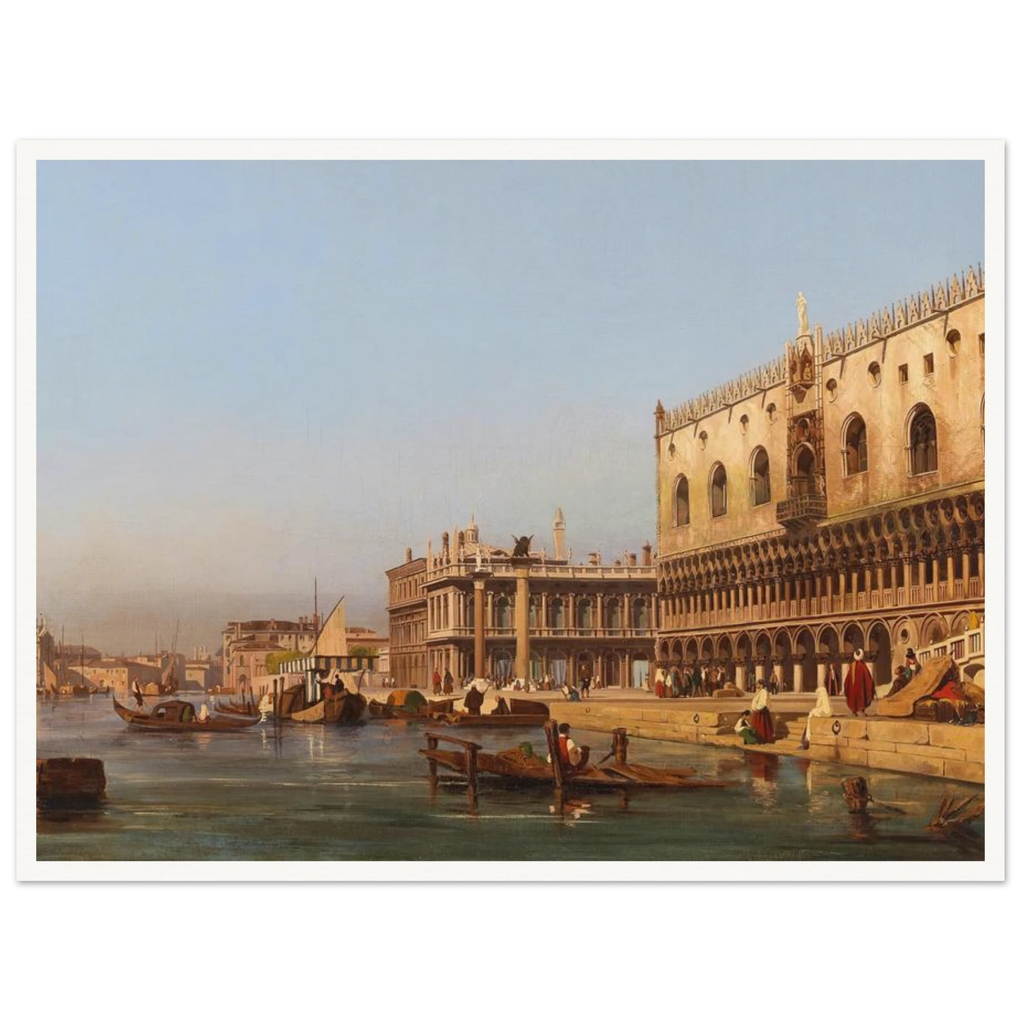 Venice, The Doge’s Palace And The Molo Art Print | Ippolito Caffi - Framed Poster - 30x40 cm / 12x16″ - Black frame