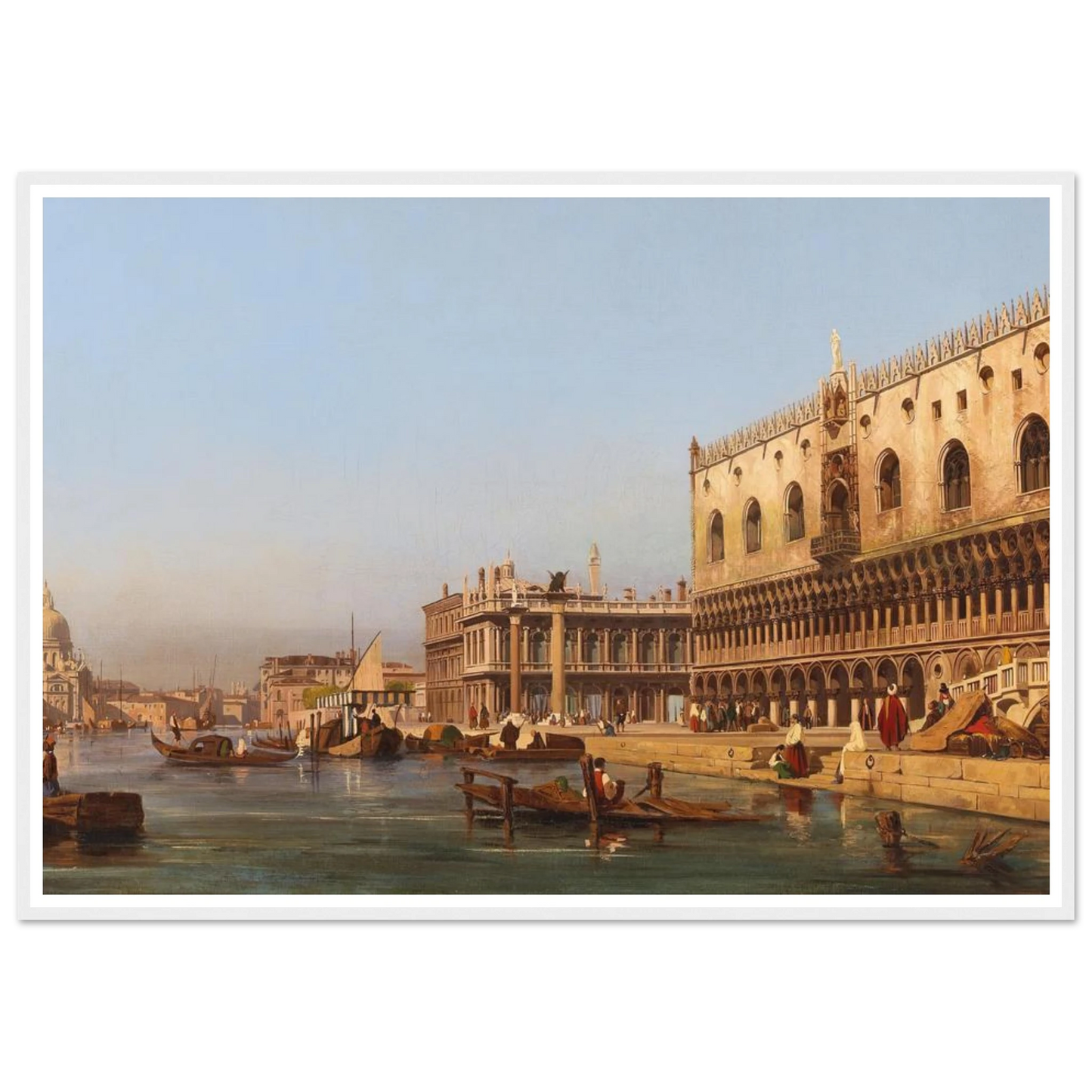 Venice, The Doge’s Palace And The Molo Art Print | Ippolito Caffi - Framed Poster - 30x40 cm / 12x16″ - Black frame