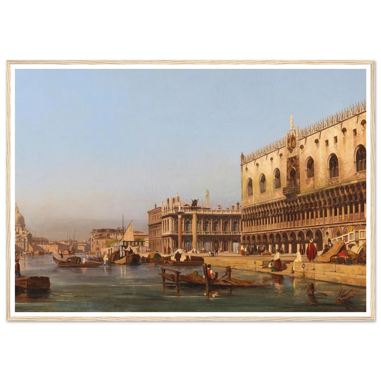 Venice, The Doge’s Palace And The Molo Art Print | Ippolito Caffi - Framed Poster - 30x40 cm / 12x16″ - Black frame