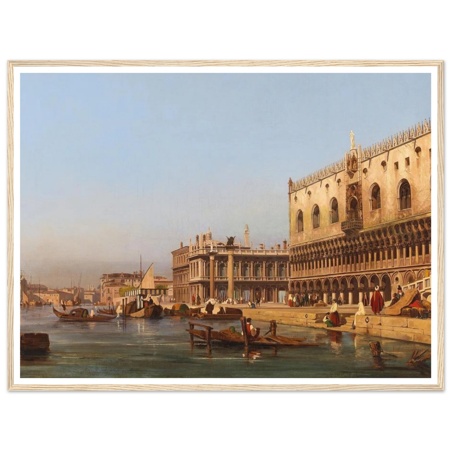 Venice, The Doge’s Palace And The Molo Art Print | Ippolito Caffi - Framed Poster - 30x40 cm / 12x16″ - Black frame
