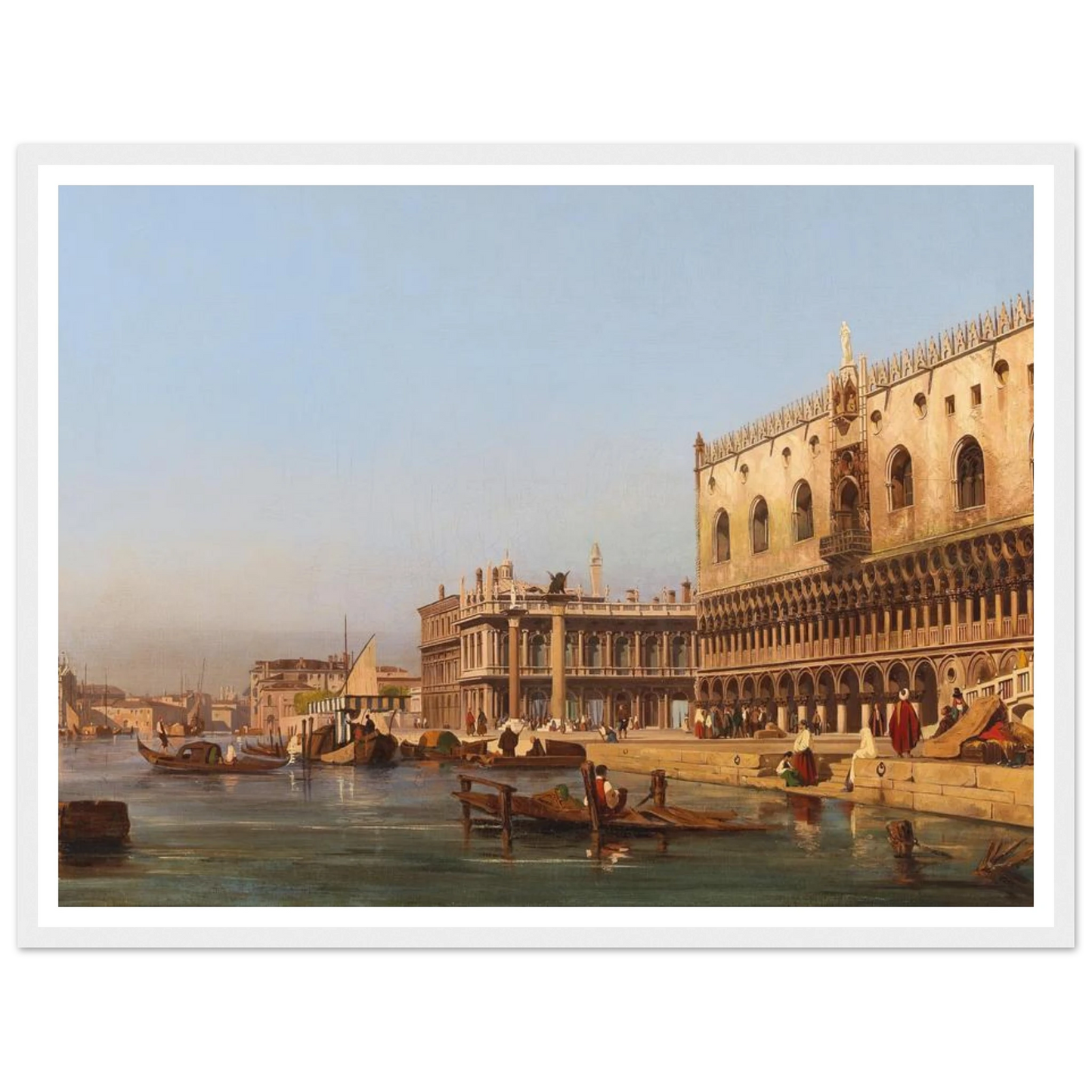 Venice, The Doge’s Palace And The Molo Art Print | Ippolito Caffi - Framed Poster - 30x40 cm / 12x16″ - Black frame