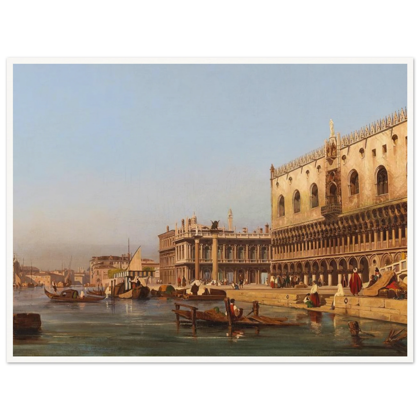 Venice, The Doge’s Palace And The Molo Art Print | Ippolito Caffi - Framed Poster - 30x40 cm / 12x16″ - Black frame