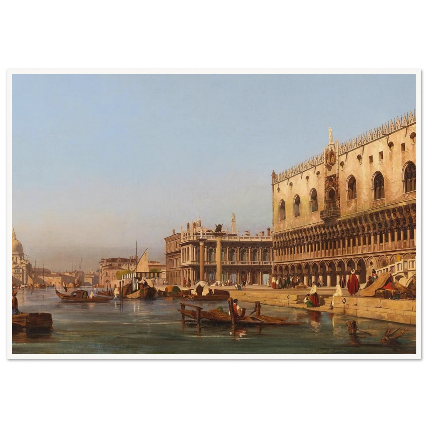 Venice, The Doge’s Palace And The Molo Art Print | Ippolito Caffi - Framed Poster - 30x40 cm / 12x16″ - Black frame