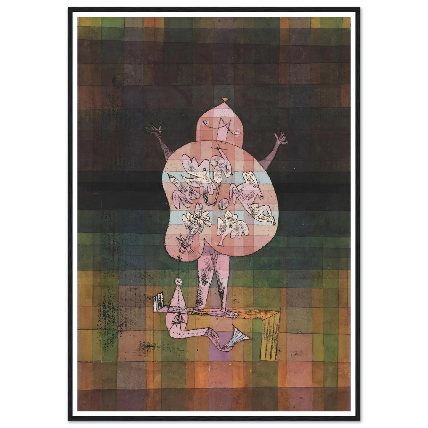 Ventriloquist and Crier in the Moor (1923) Art Print | Paul Klee - Framed Poster - 30x40 cm / 12x16″ - Black frame
