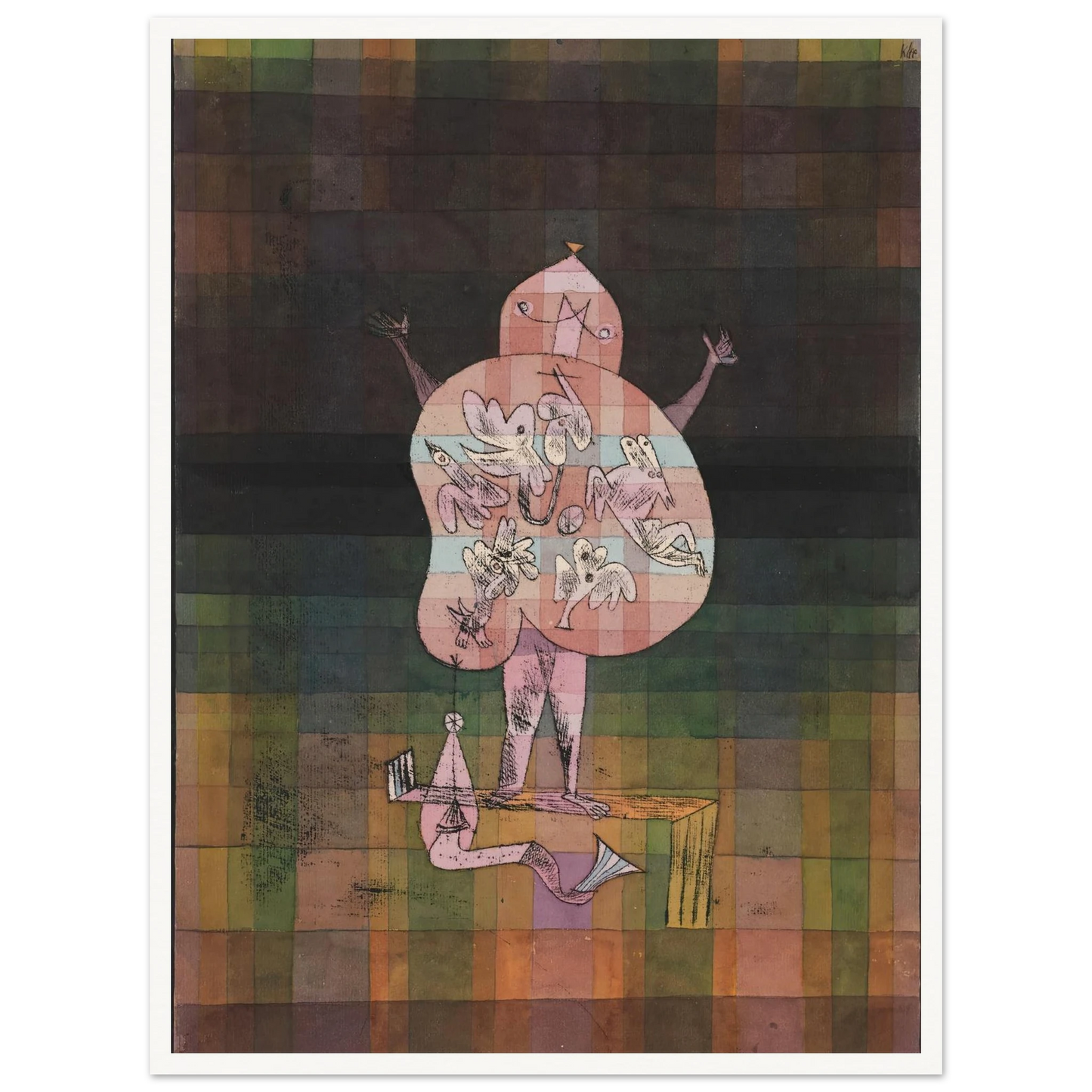 Ventriloquist and Crier in the Moor (1923) Art Print | Paul Klee - Framed Poster - 30x40 cm / 12x16″ - Black frame