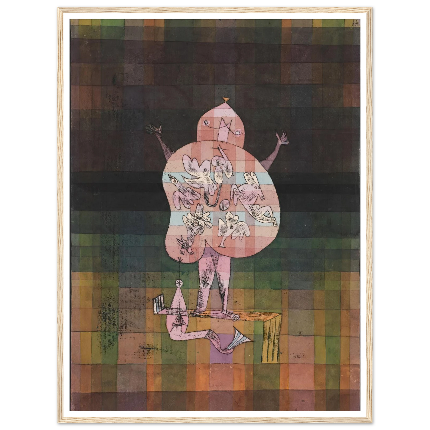 Ventriloquist and Crier in the Moor (1923) Art Print | Paul Klee - Framed Poster - 30x40 cm / 12x16″ - Black frame