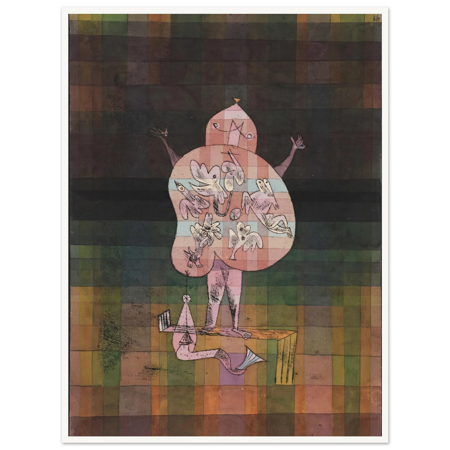 Ventriloquist and Crier in the Moor (1923) Art Print | Paul Klee - Framed Poster - 30x40 cm / 12x16″ - Black frame