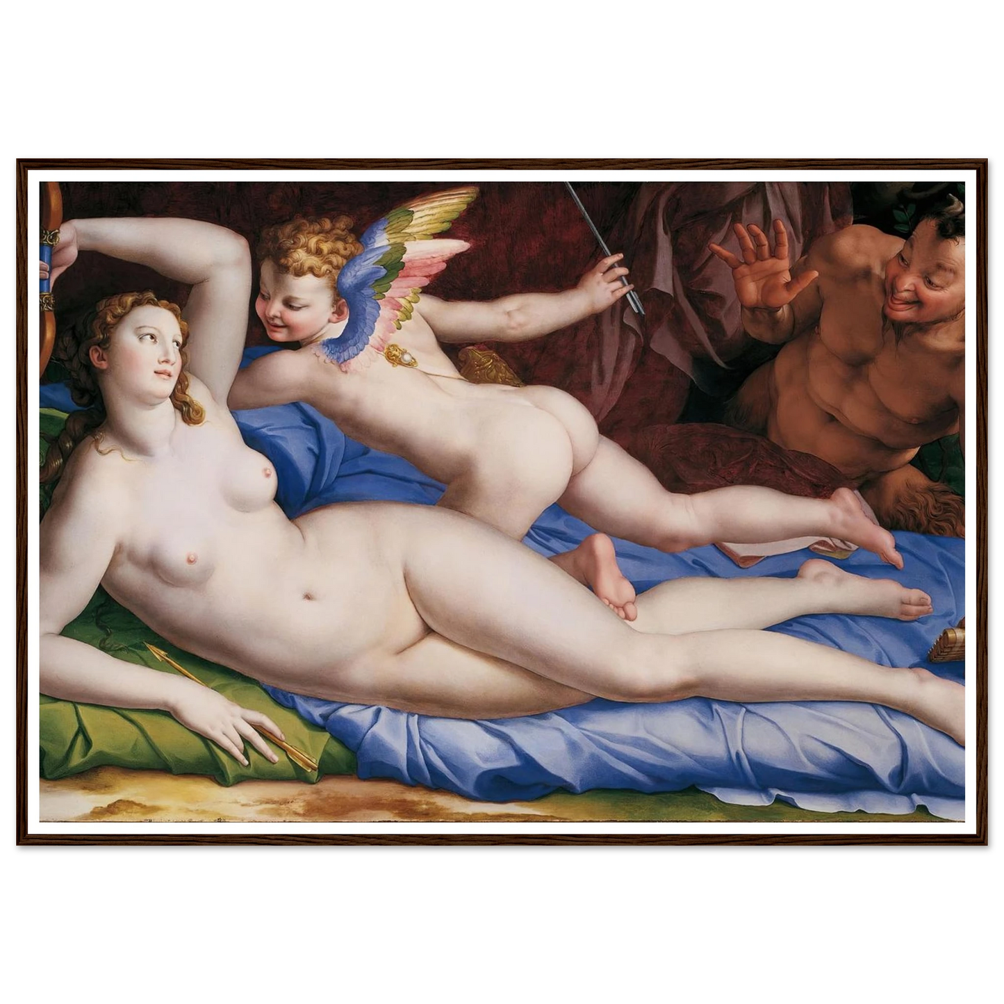 Venus, Cupid And Satyr (Circa 1553-1555) Art Print | Agnolo Bronzino - Framed Poster - 30x40 cm / 12x16″ - Black frame