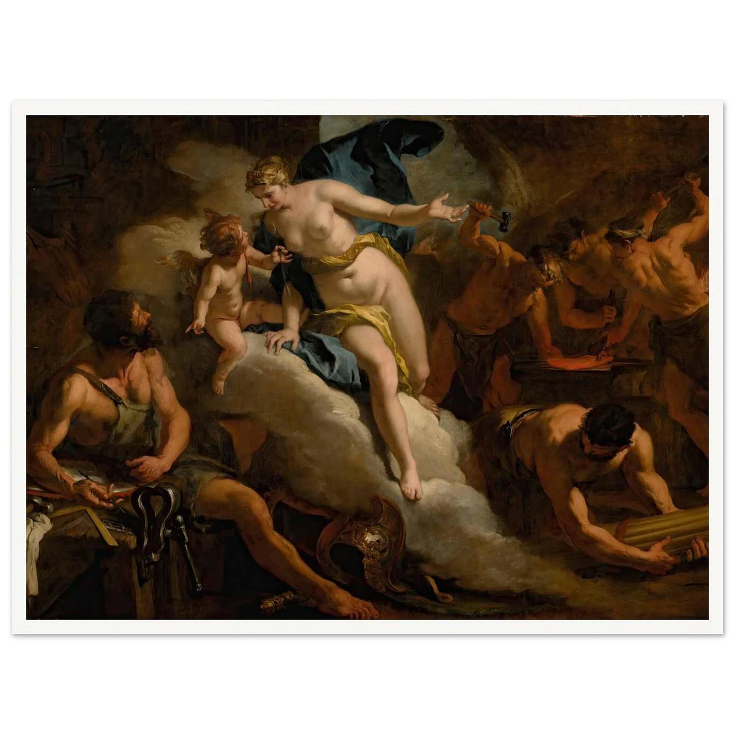 Venus In The Forge Of Vulcan Art Print | Sebastiano Ricci - Framed Poster - 30x40 cm / 12x16″ - Black frame