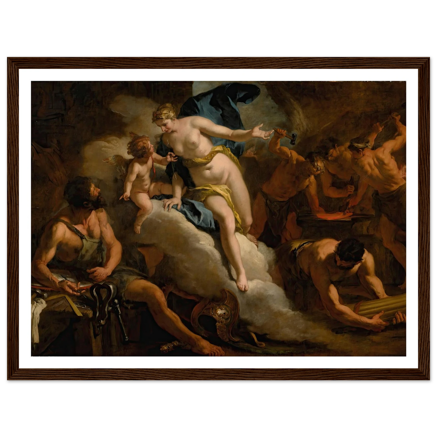 Venus In The Forge Of Vulcan Art Print | Sebastiano Ricci - Framed Poster - 30x40 cm / 12x16″ - Black frame