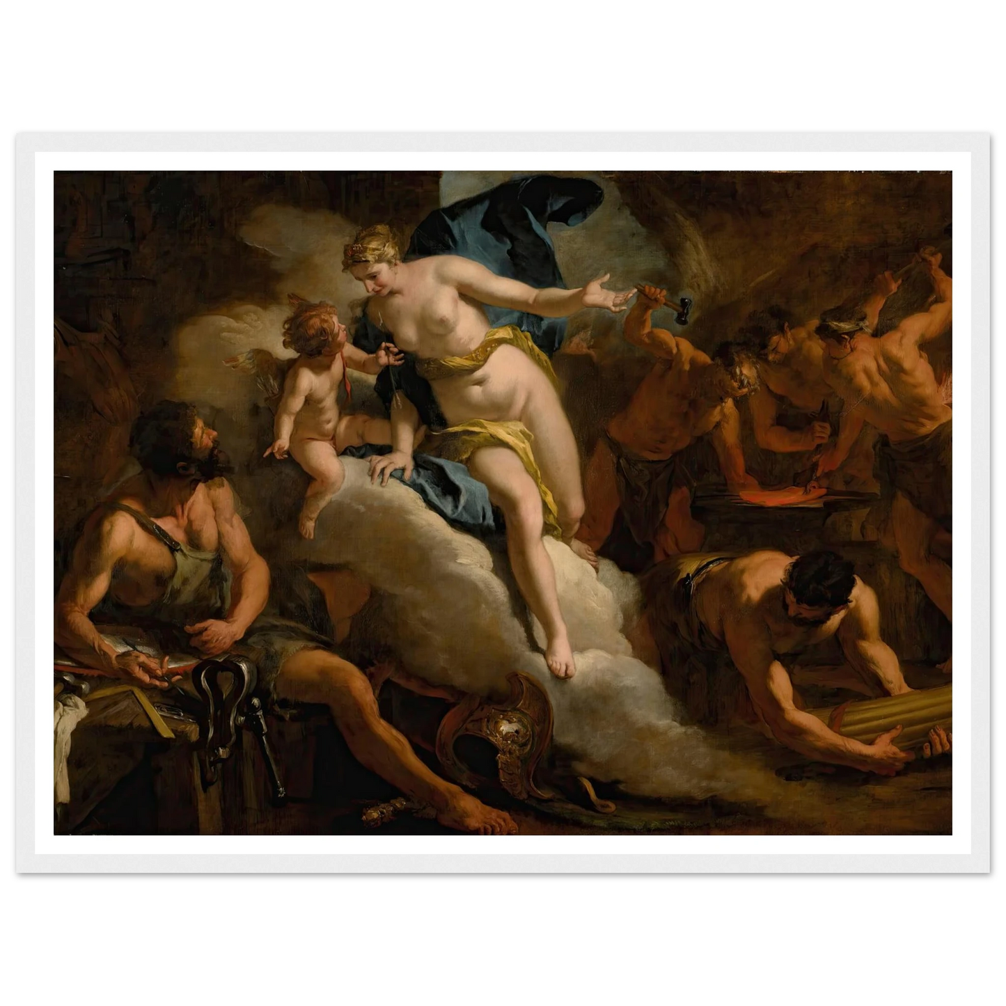 Venus In The Forge Of Vulcan Art Print | Sebastiano Ricci - Framed Poster - 30x40 cm / 12x16″ - Black frame