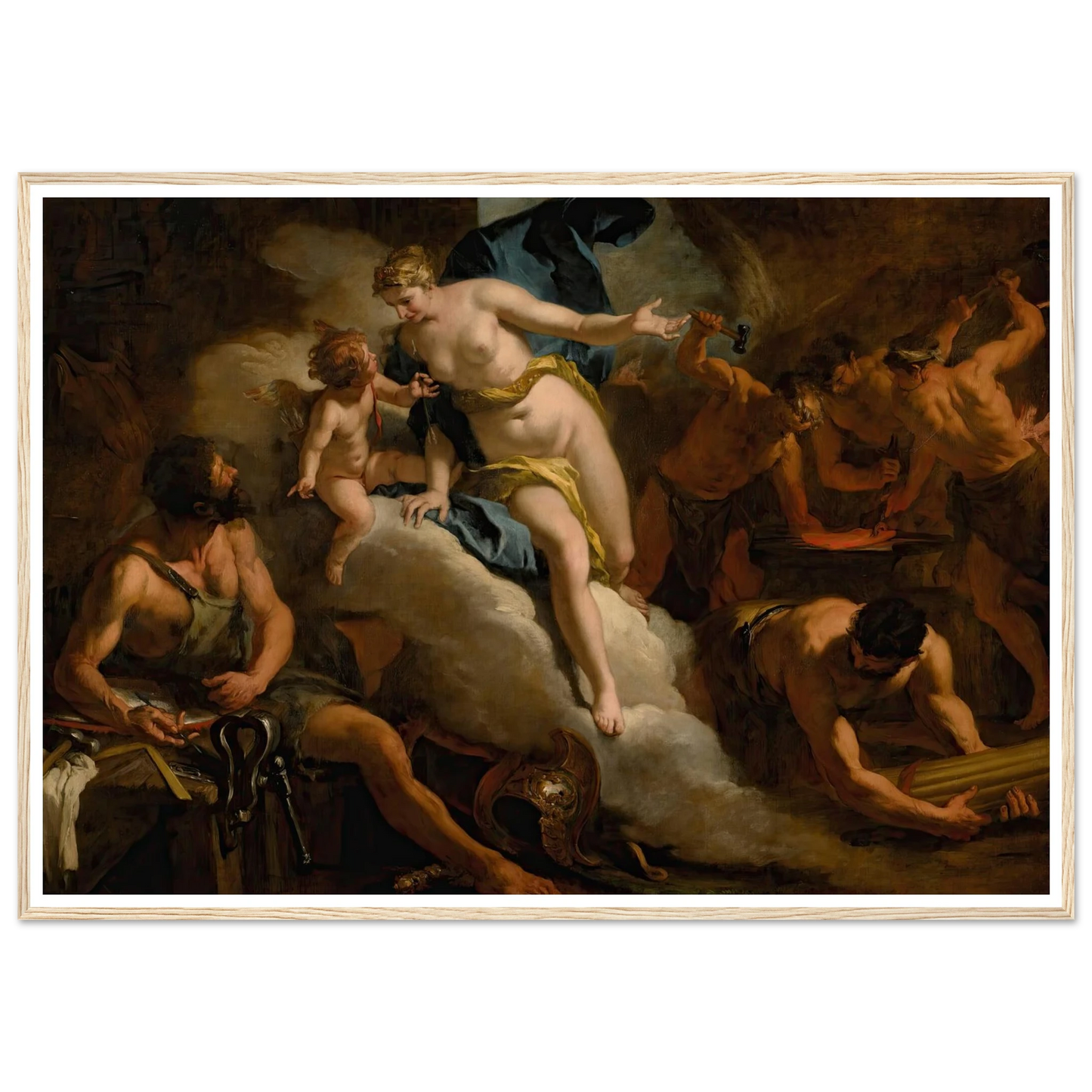 Venus In The Forge Of Vulcan Art Print | Sebastiano Ricci - Framed Poster - 30x40 cm / 12x16″ - Black frame