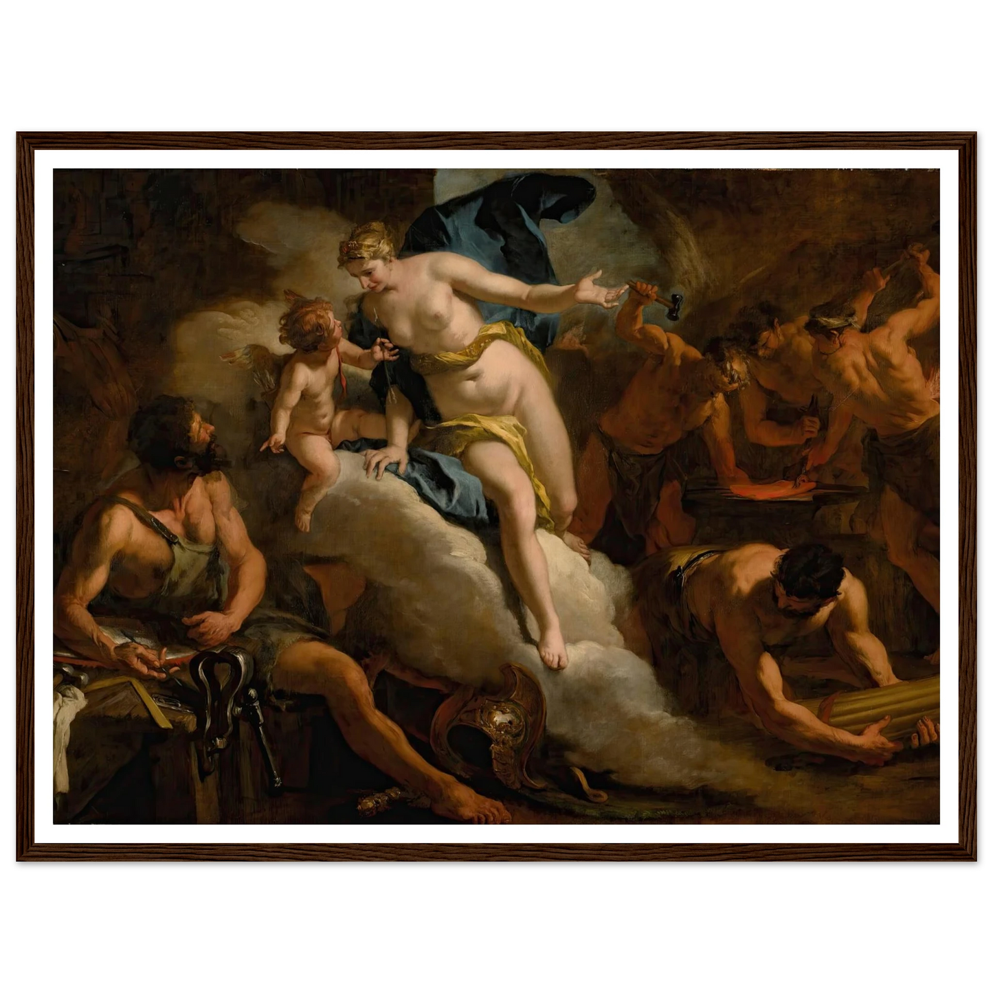 Venus In The Forge Of Vulcan Art Print | Sebastiano Ricci - Framed Poster - 30x40 cm / 12x16″ - Black frame