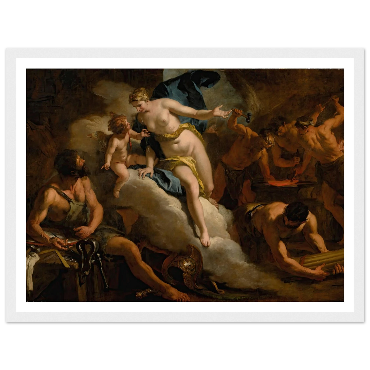 Venus In The Forge Of Vulcan Art Print | Sebastiano Ricci - Framed Poster - 30x40 cm / 12x16″ - Black frame