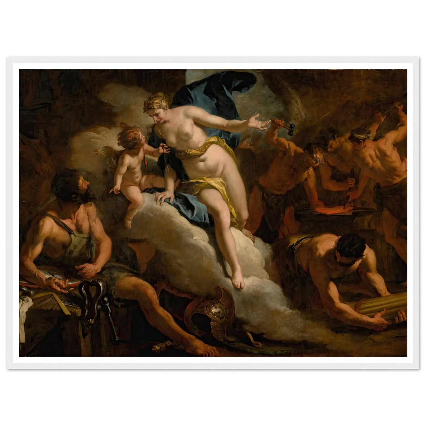 Venus In The Forge Of Vulcan Art Print | Sebastiano Ricci - Framed Poster - 30x40 cm / 12x16″ - Black frame