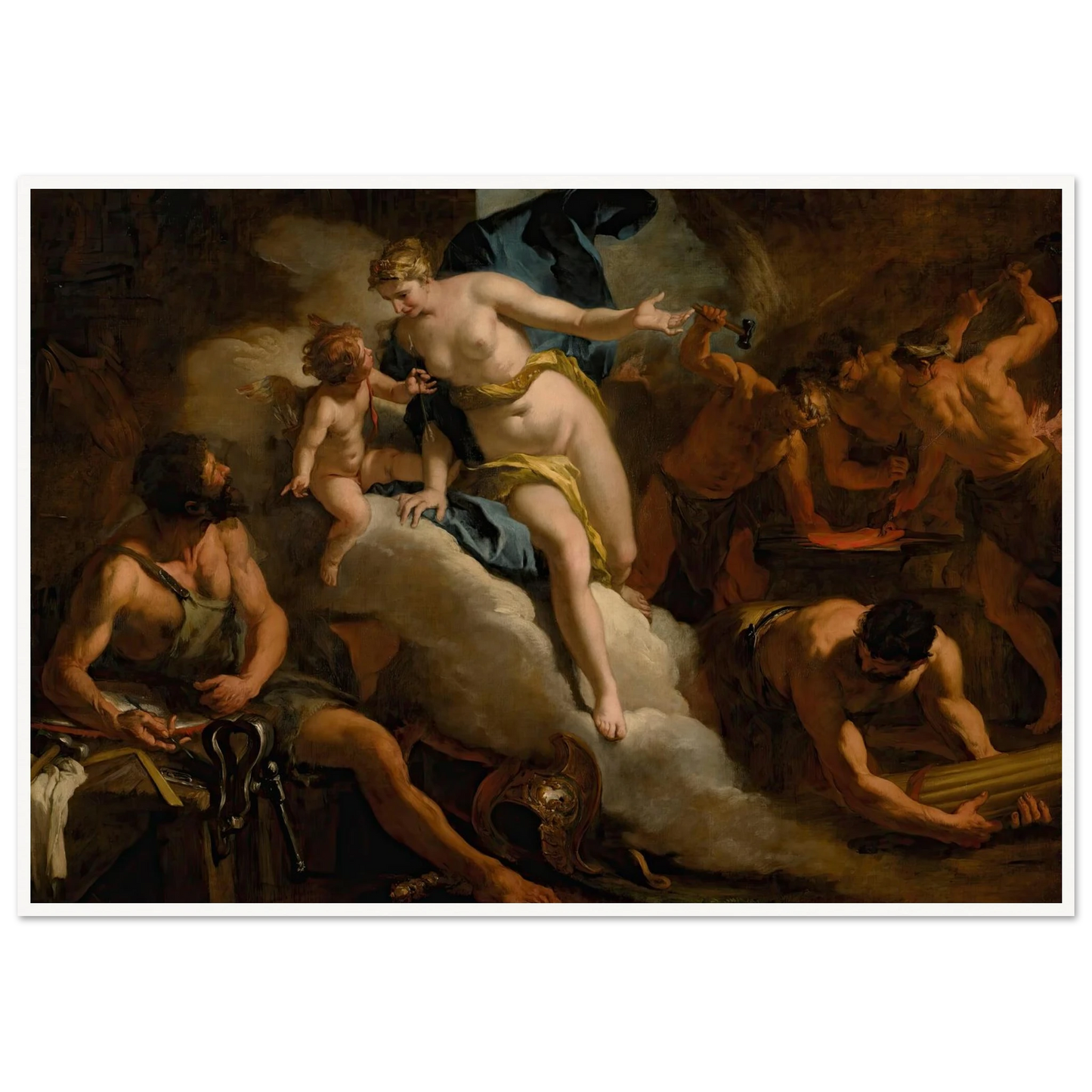 Venus In The Forge Of Vulcan Art Print | Sebastiano Ricci - Framed Poster - 30x40 cm / 12x16″ - Black frame