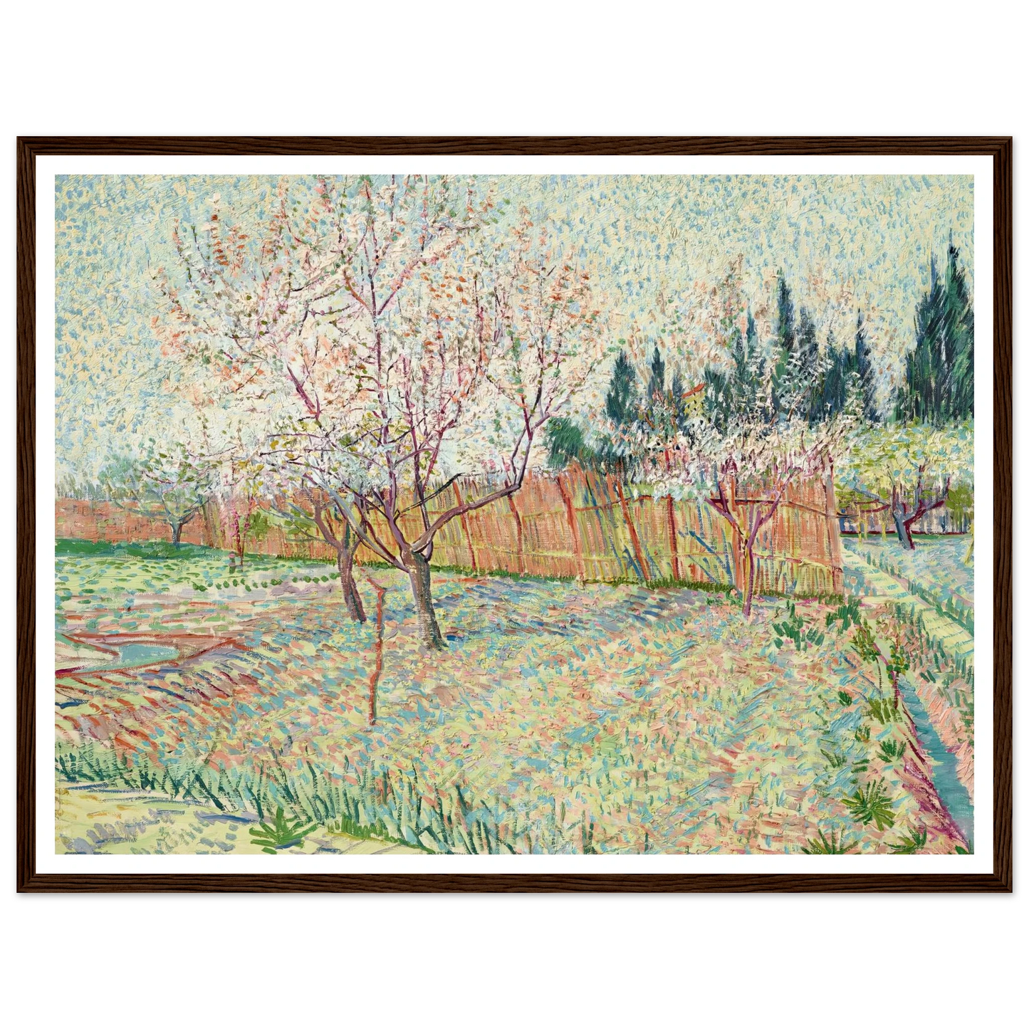 Verger avec cyprès (1888) Art Print | Vincent van Gogh - Framed Poster - 30x40 cm / 12x16″ - Black frame