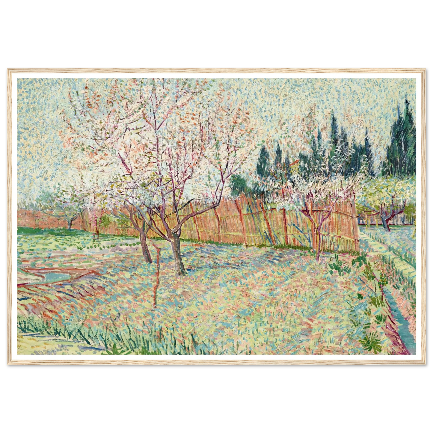 Verger avec cyprès (1888) Art Print | Vincent van Gogh - Framed Poster - 30x40 cm / 12x16″ - Black frame