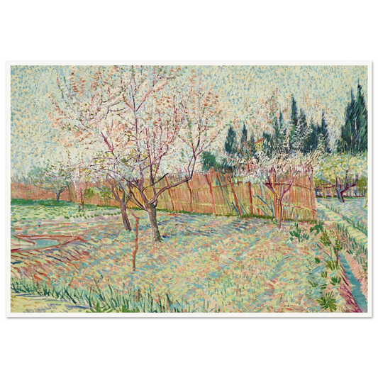 Verger avec cyprès (1888) Art Print | Vincent van Gogh - Framed Poster - 30x40 cm / 12x16″ - Black frame