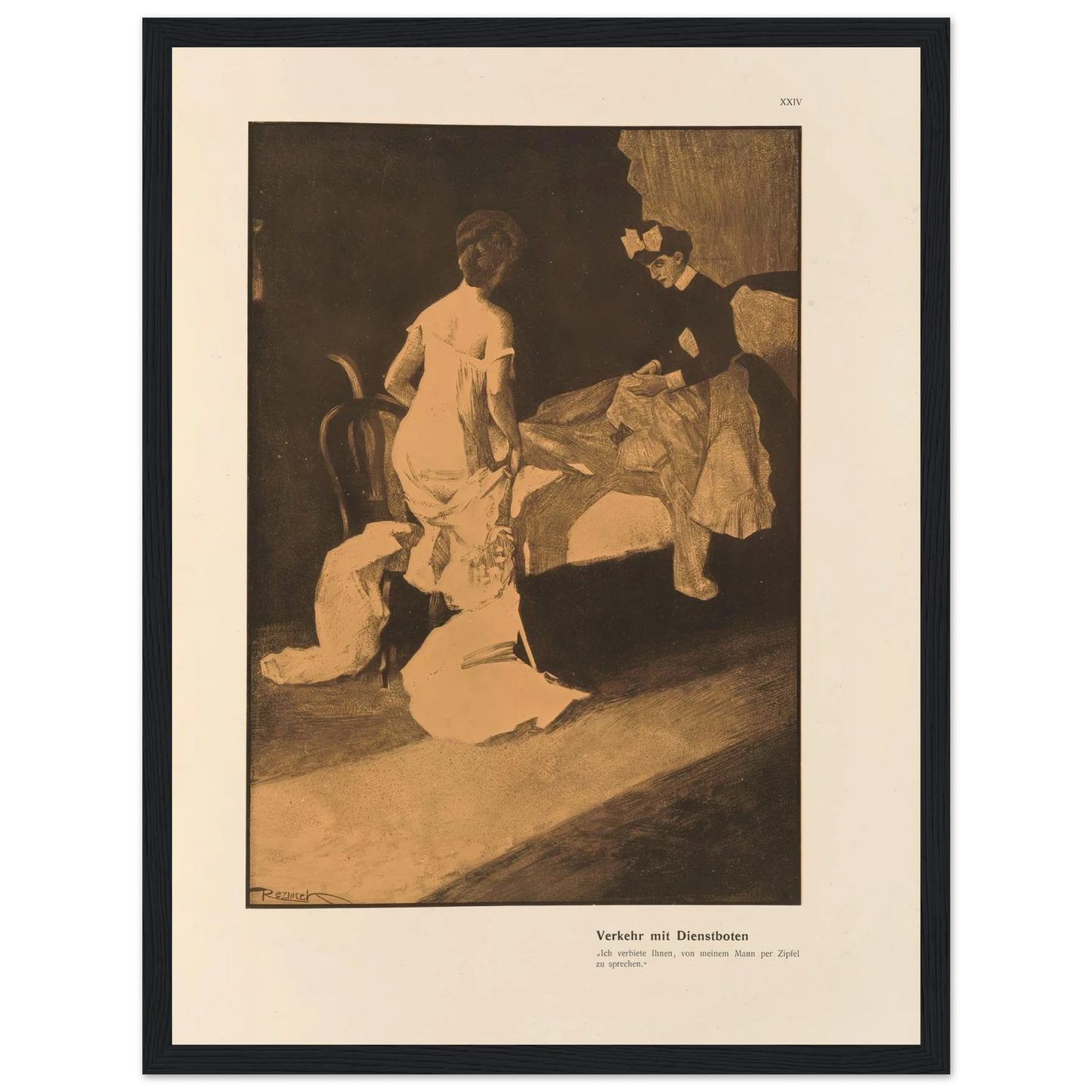 Verkehr mit Dienstboten (1908) Art Print | Ferdinand Freiherr von Reznicek - Framed Poster - 30x40 cm / 12x16″ - Black frame