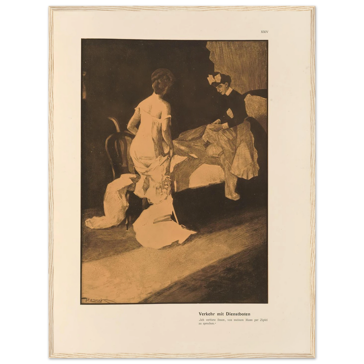 Verkehr mit Dienstboten (1908) Art Print | Ferdinand Freiherr von Reznicek - Framed Poster - 30x40 cm / 12x16″ - Black frame
