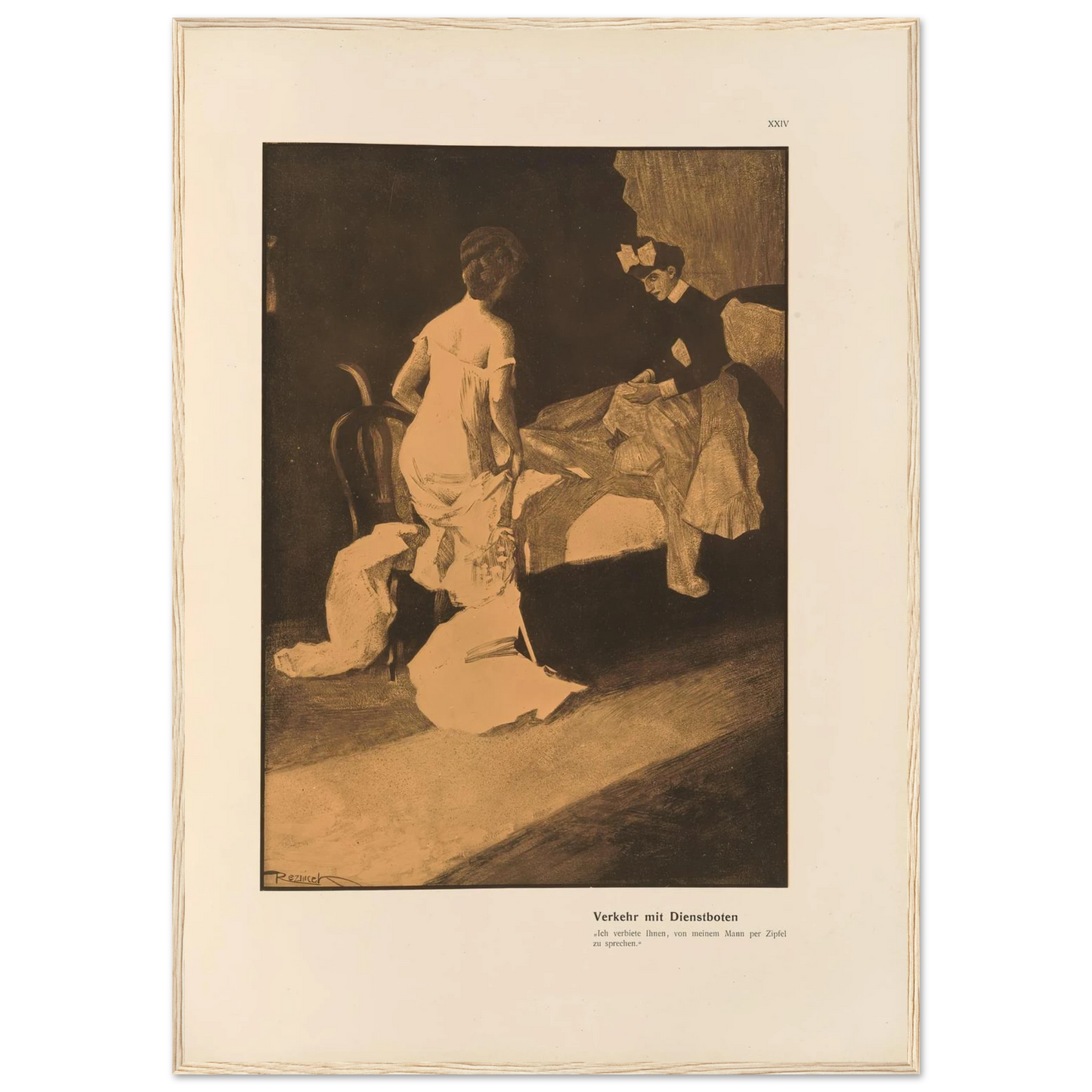 Verkehr mit Dienstboten (1908) Art Print | Ferdinand Freiherr von Reznicek - Framed Poster - 30x40 cm / 12x16″ - Black frame