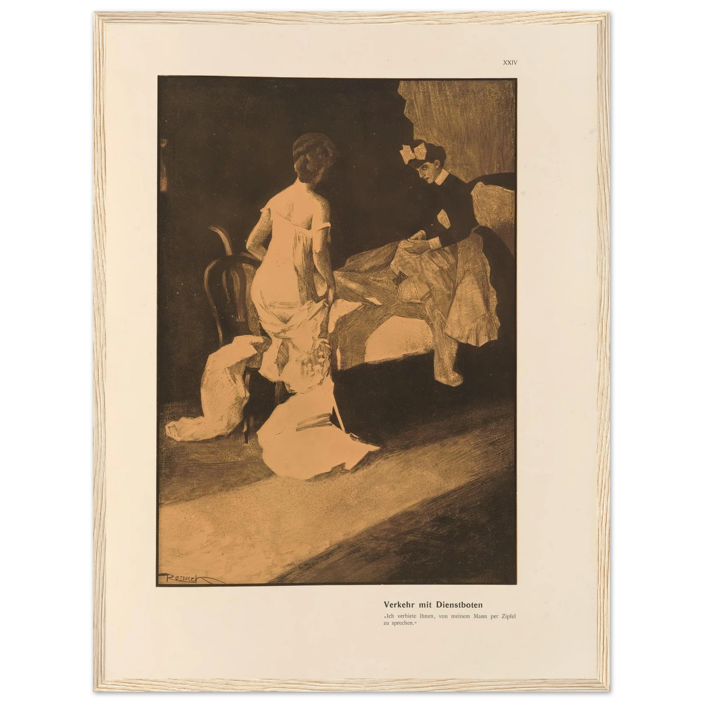 Verkehr mit Dienstboten (1908) Art Print | Ferdinand Freiherr von Reznicek - Framed Poster - 30x40 cm / 12x16″ - Black frame