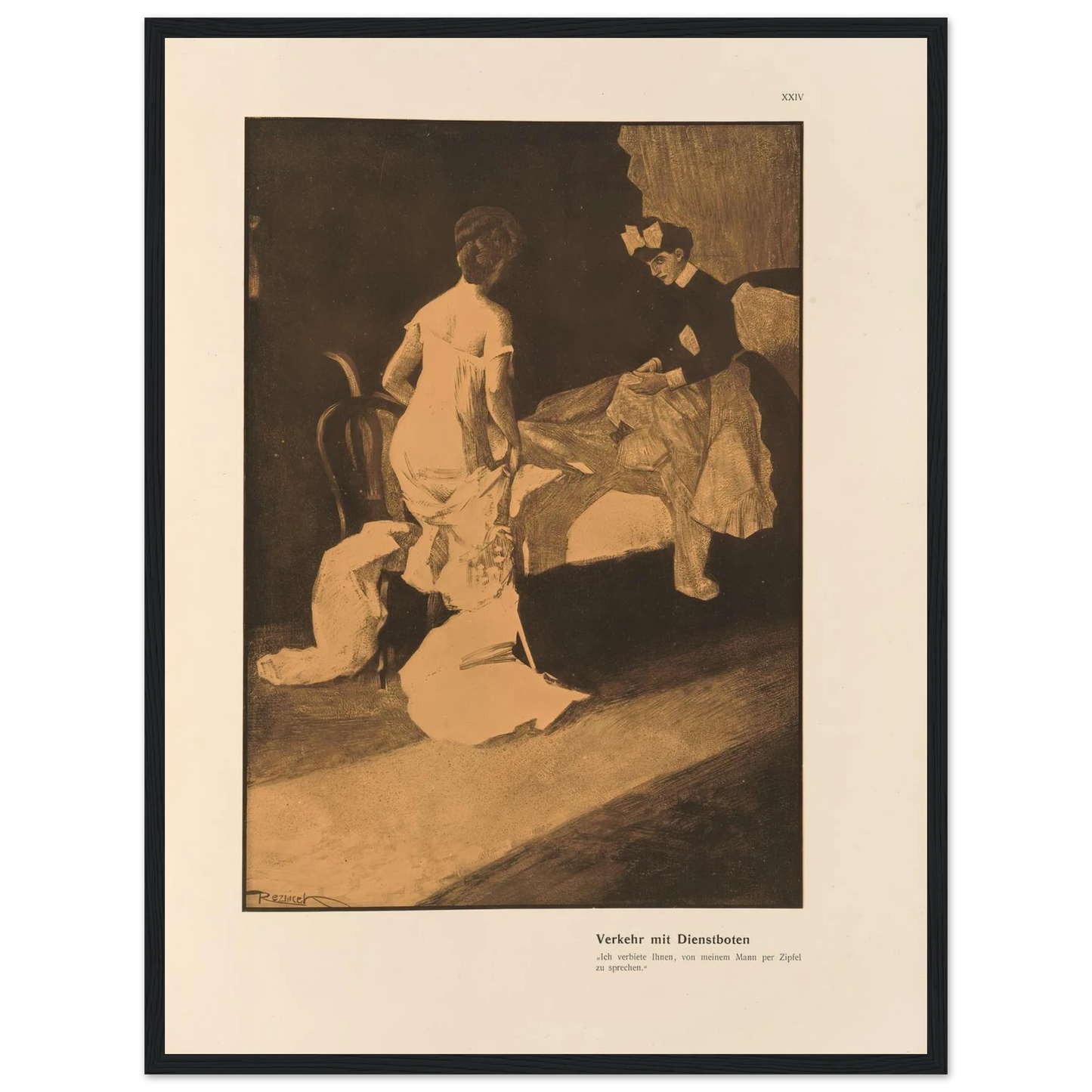 Verkehr mit Dienstboten (1908) Art Print | Ferdinand Freiherr von Reznicek - Framed Poster - 30x40 cm / 12x16″ - Black frame