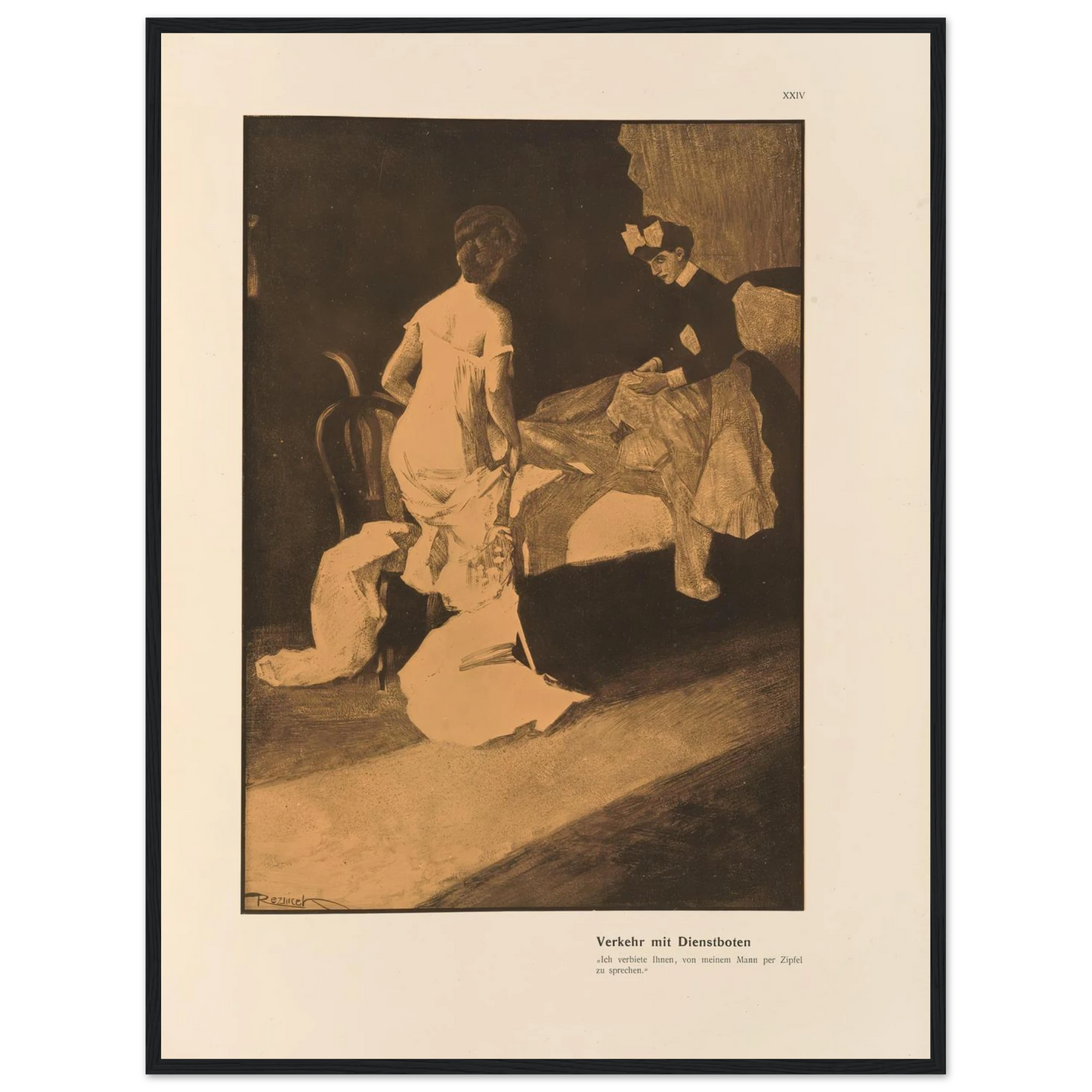 Verkehr mit Dienstboten (1908) Art Print | Ferdinand Freiherr von Reznicek - Framed Poster - 30x40 cm / 12x16″ - Black frame