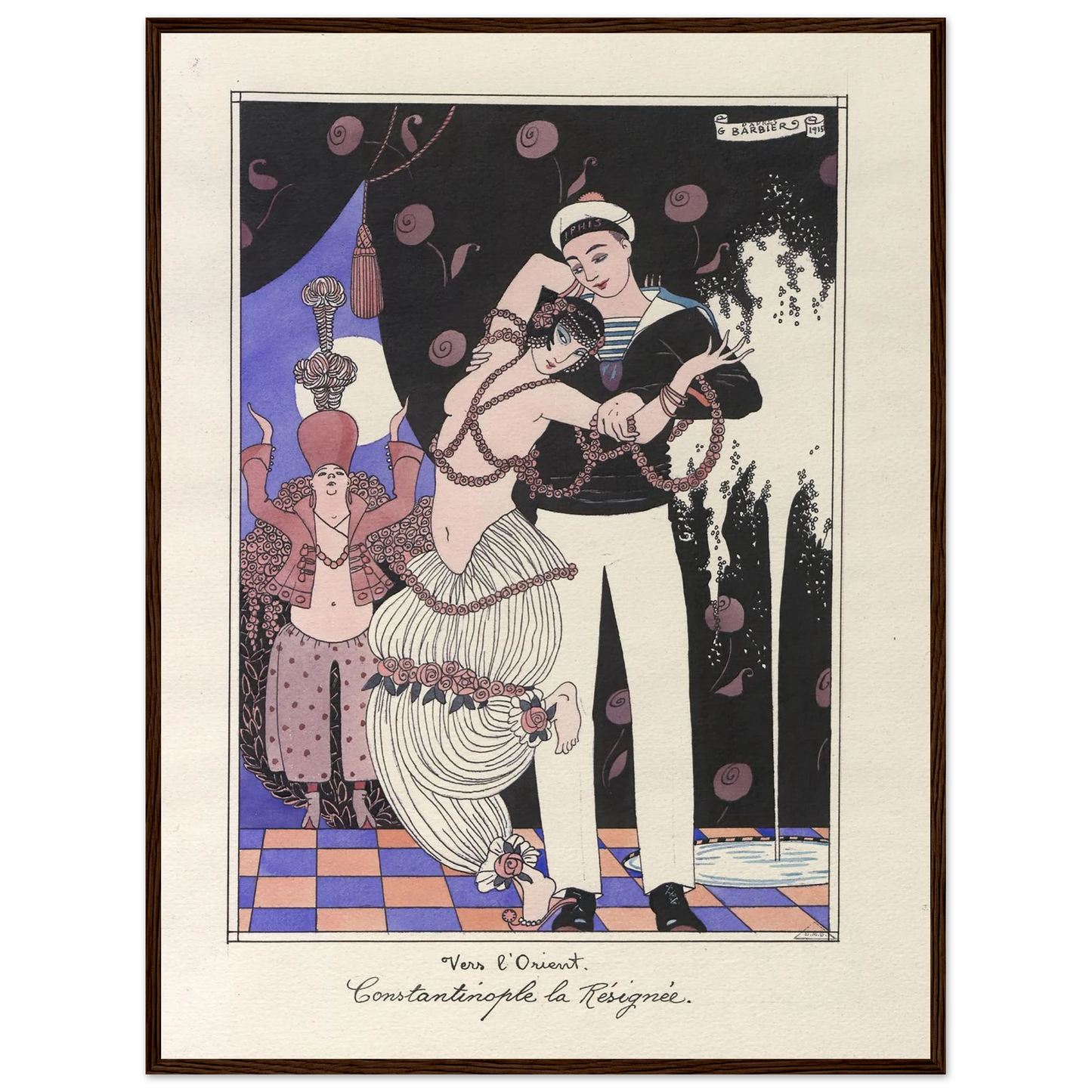 Vers l’Orient. Constantinople la Résignée (1915) Art Print | George Barbier - Framed Poster - 30x40 cm / 12x16″ - Black frame