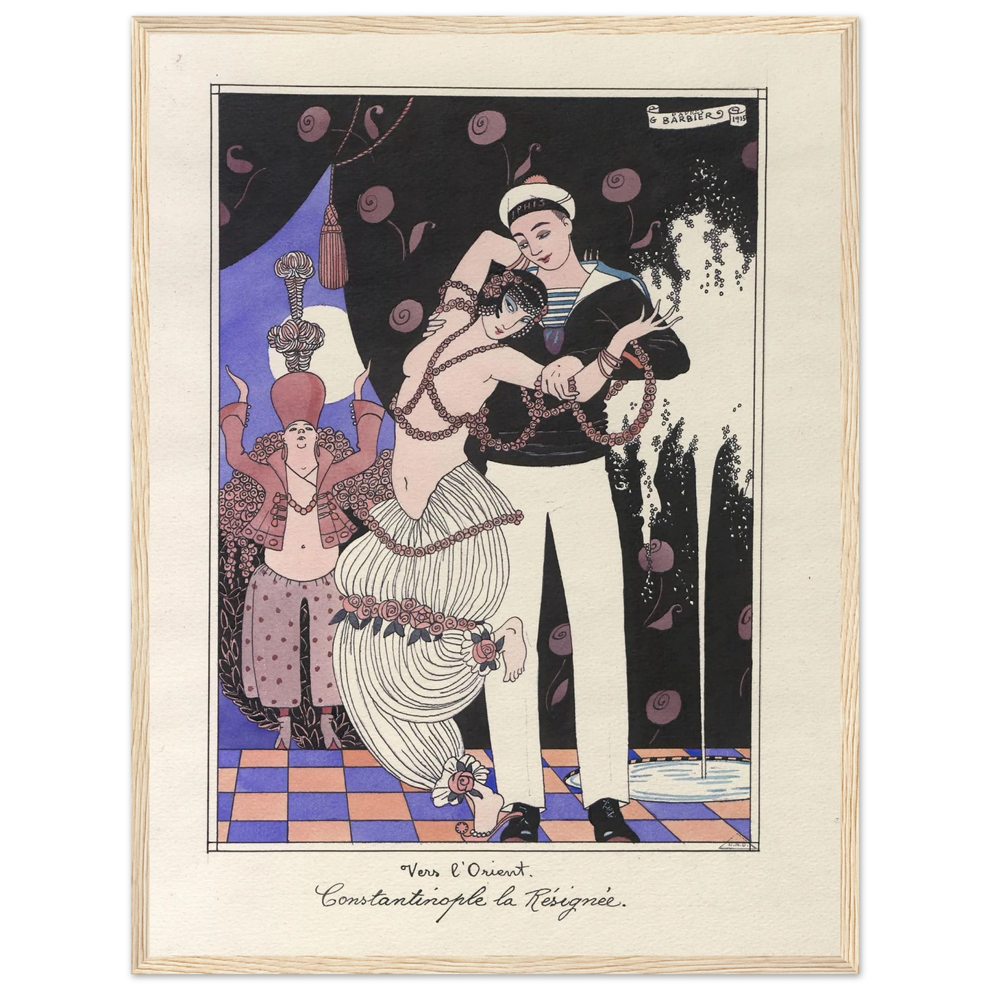 Vers l’Orient. Constantinople la Résignée (1915) Art Print | George Barbier - Framed Poster - 30x40 cm / 12x16″ - Black frame