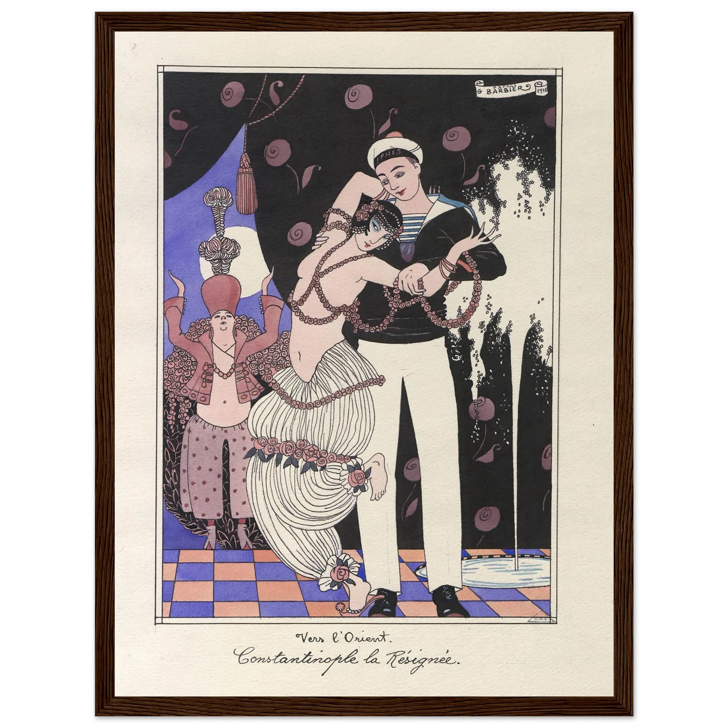Vers l’Orient. Constantinople la Résignée (1915) Art Print | George Barbier - Framed Poster - 30x40 cm / 12x16″ - Black frame
