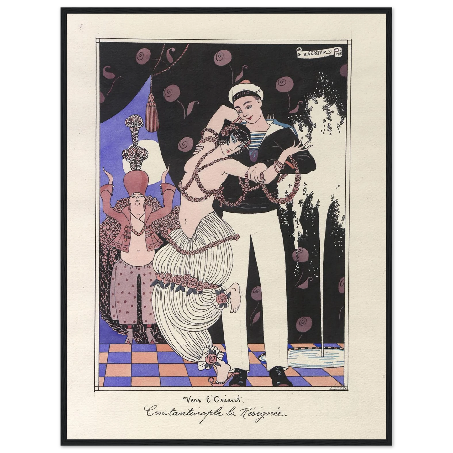 Vers l’Orient. Constantinople la Résignée (1915) Art Print | George Barbier - Framed Poster - 30x40 cm / 12x16″ - Black frame